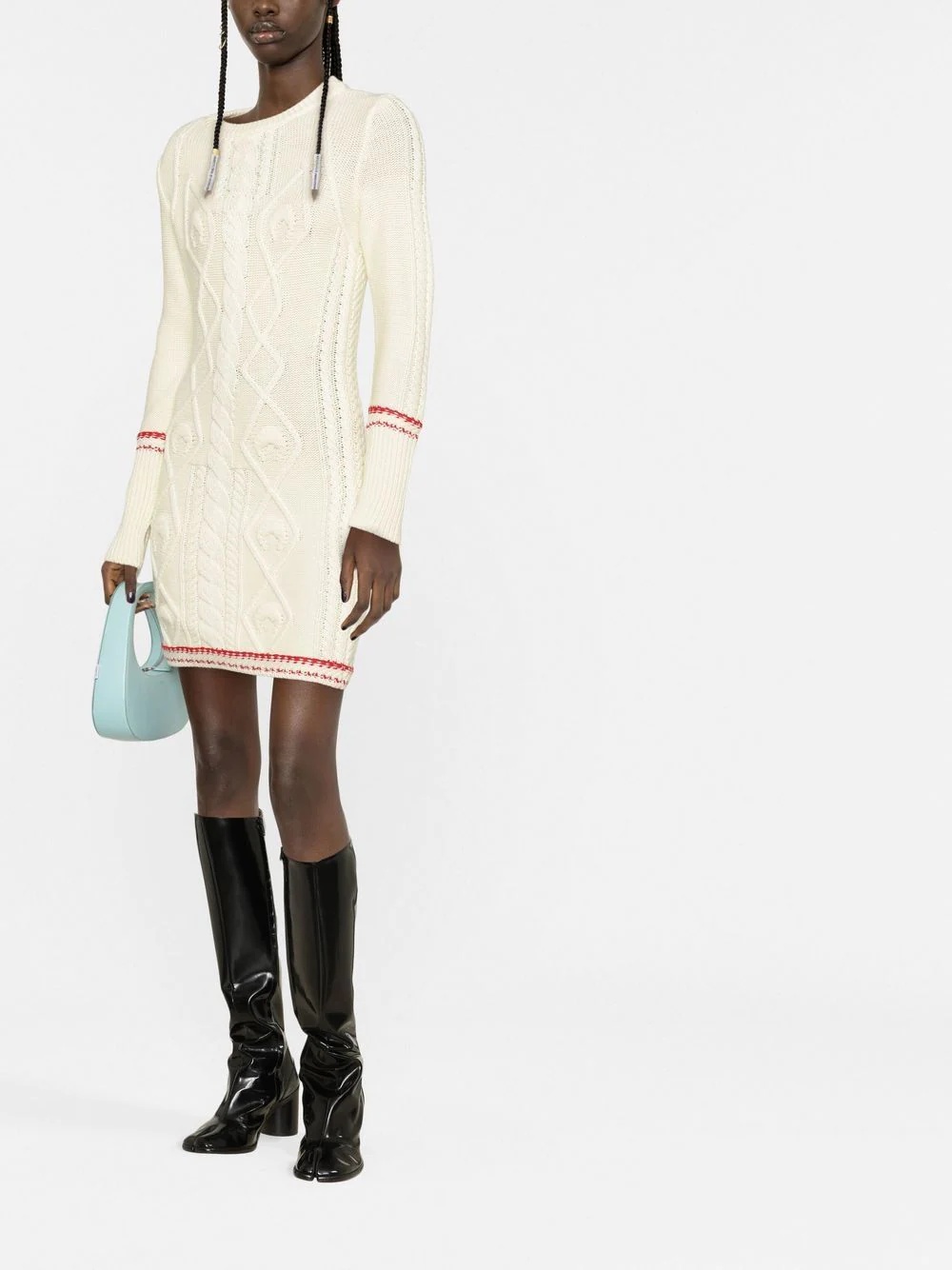 cable-knit wool dress - 2