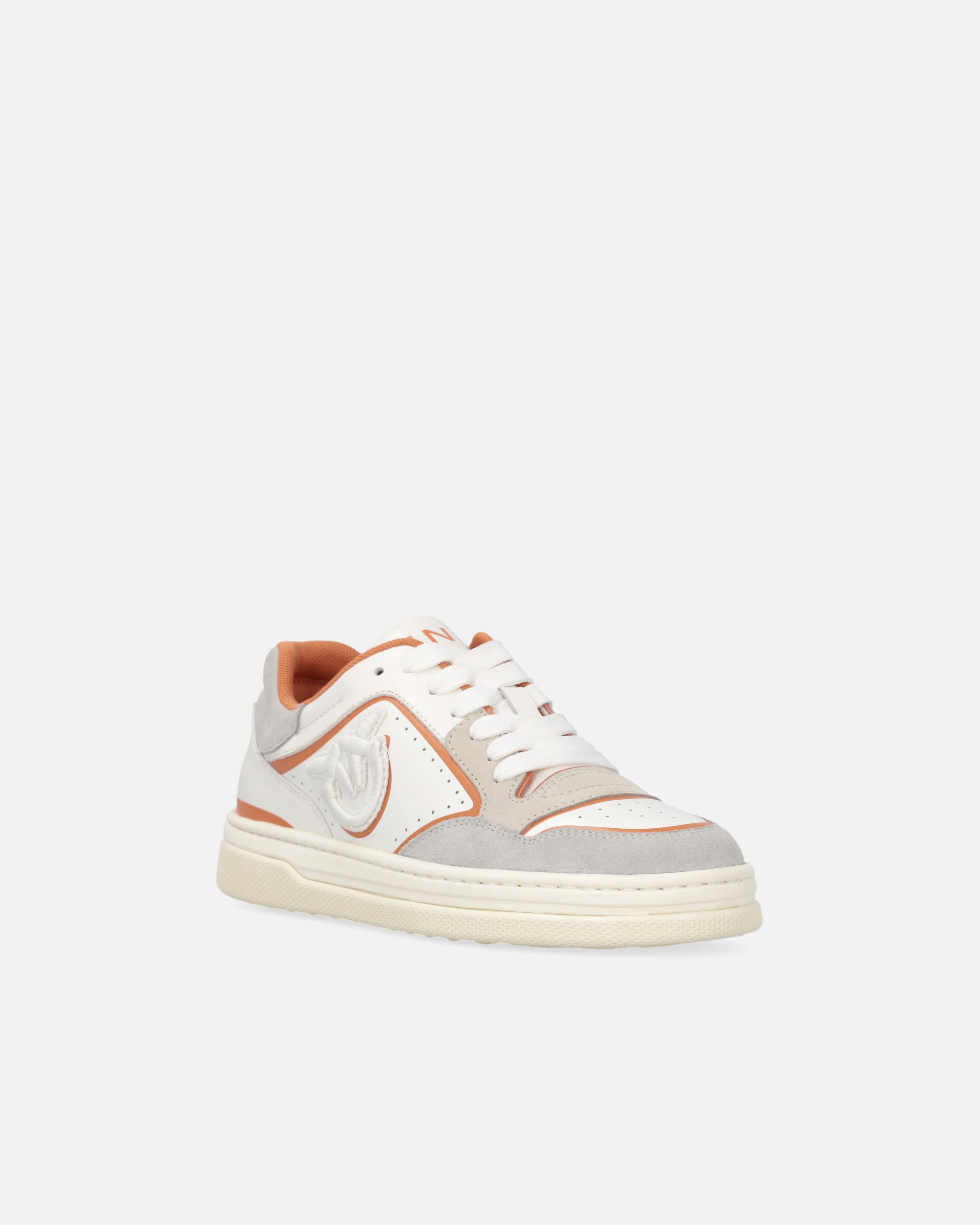 FLAT LEATHER SNEAKERS WITH EMBROIDERED LOGO - 2
