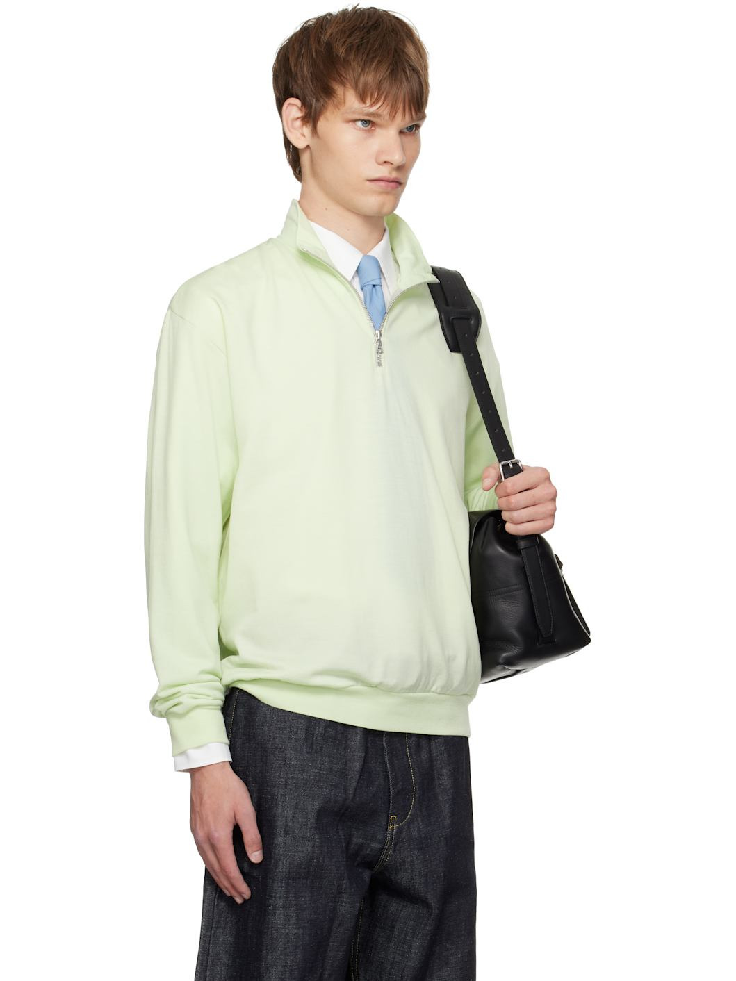 Green Light Wool Sweat Half Zip Sweatshirt - 2
