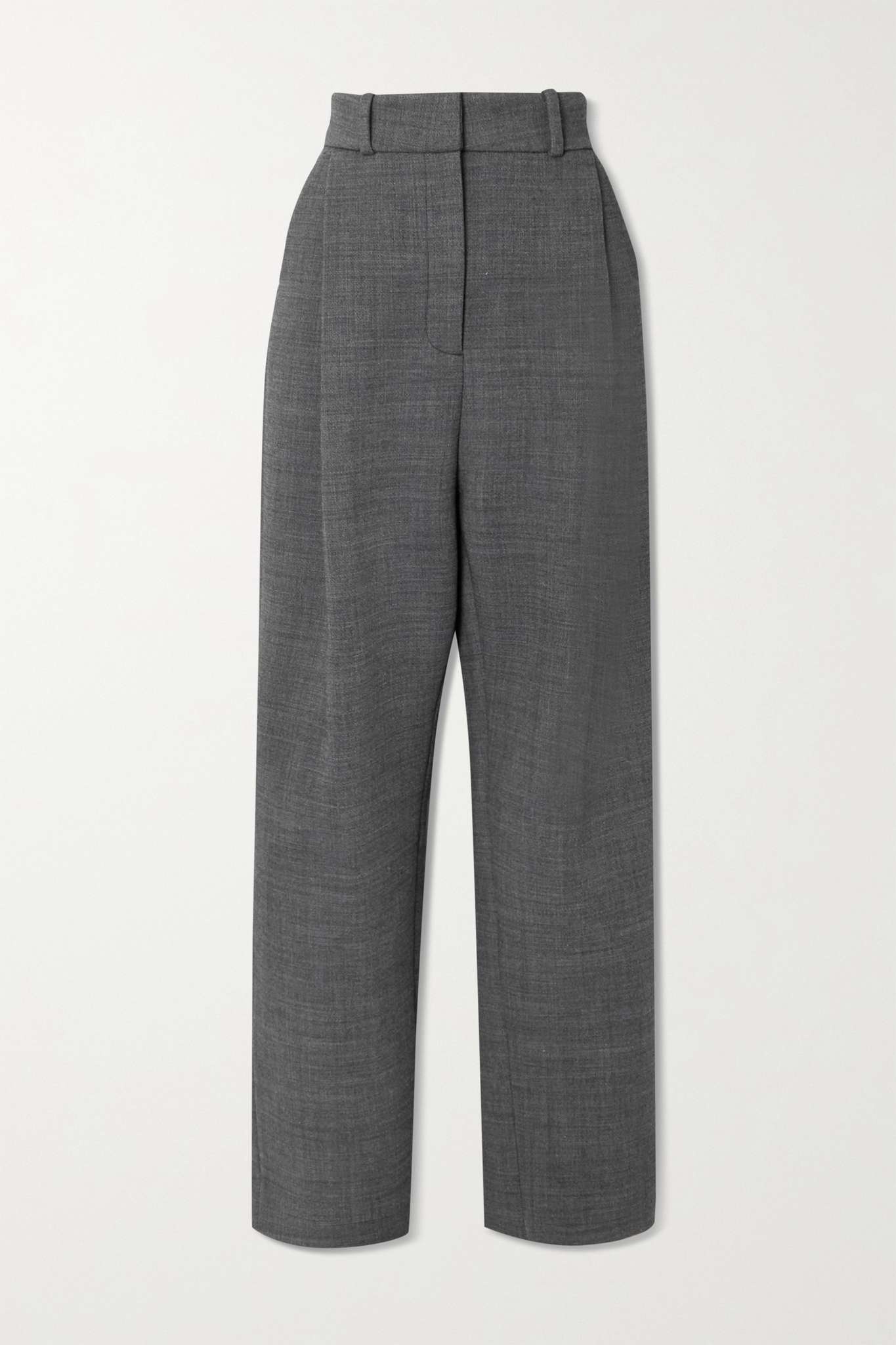 Pleated woven straight-leg pants - 1