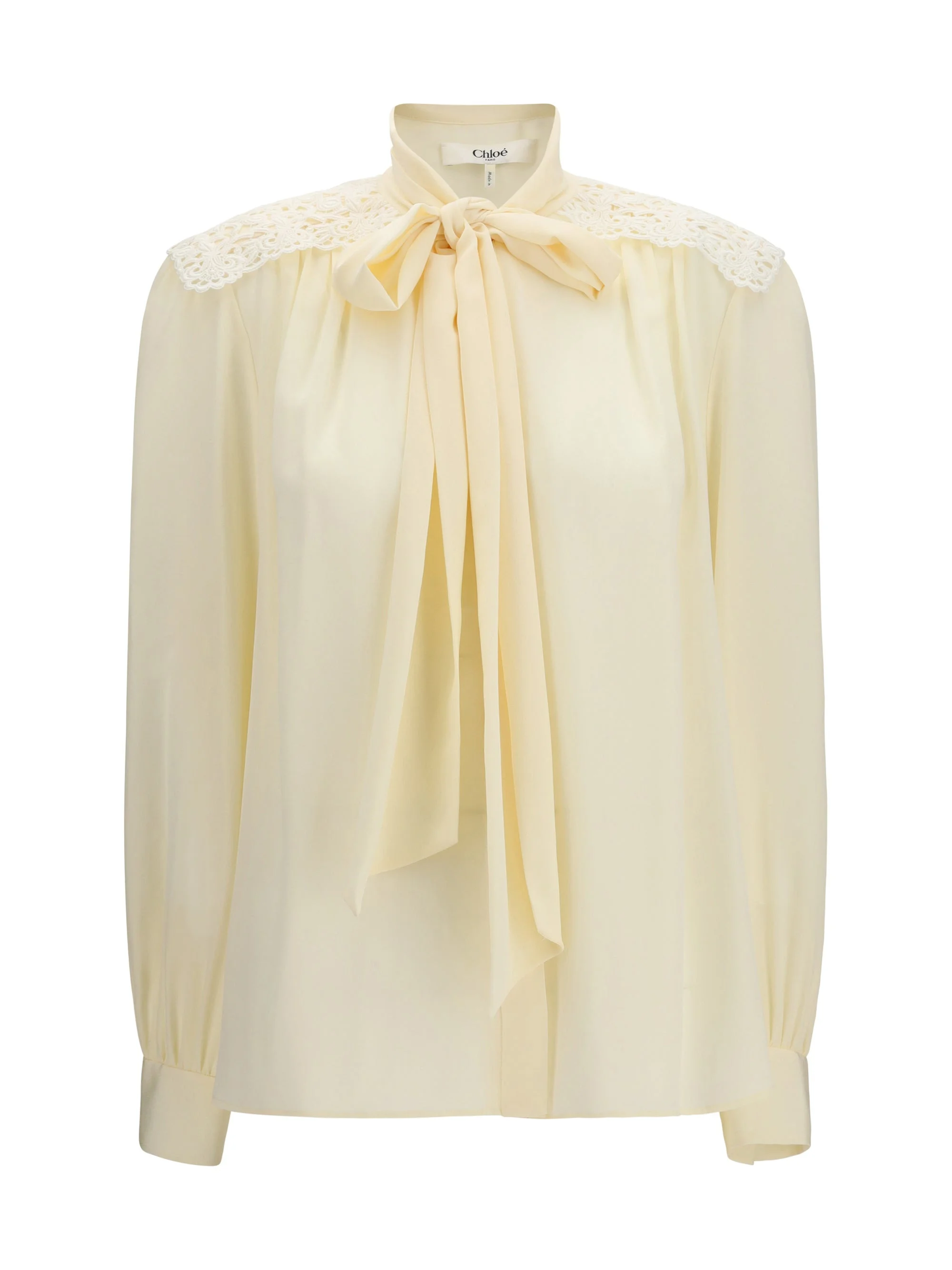 Chloé Bow Blouse With Embroidered Shoulders - 1