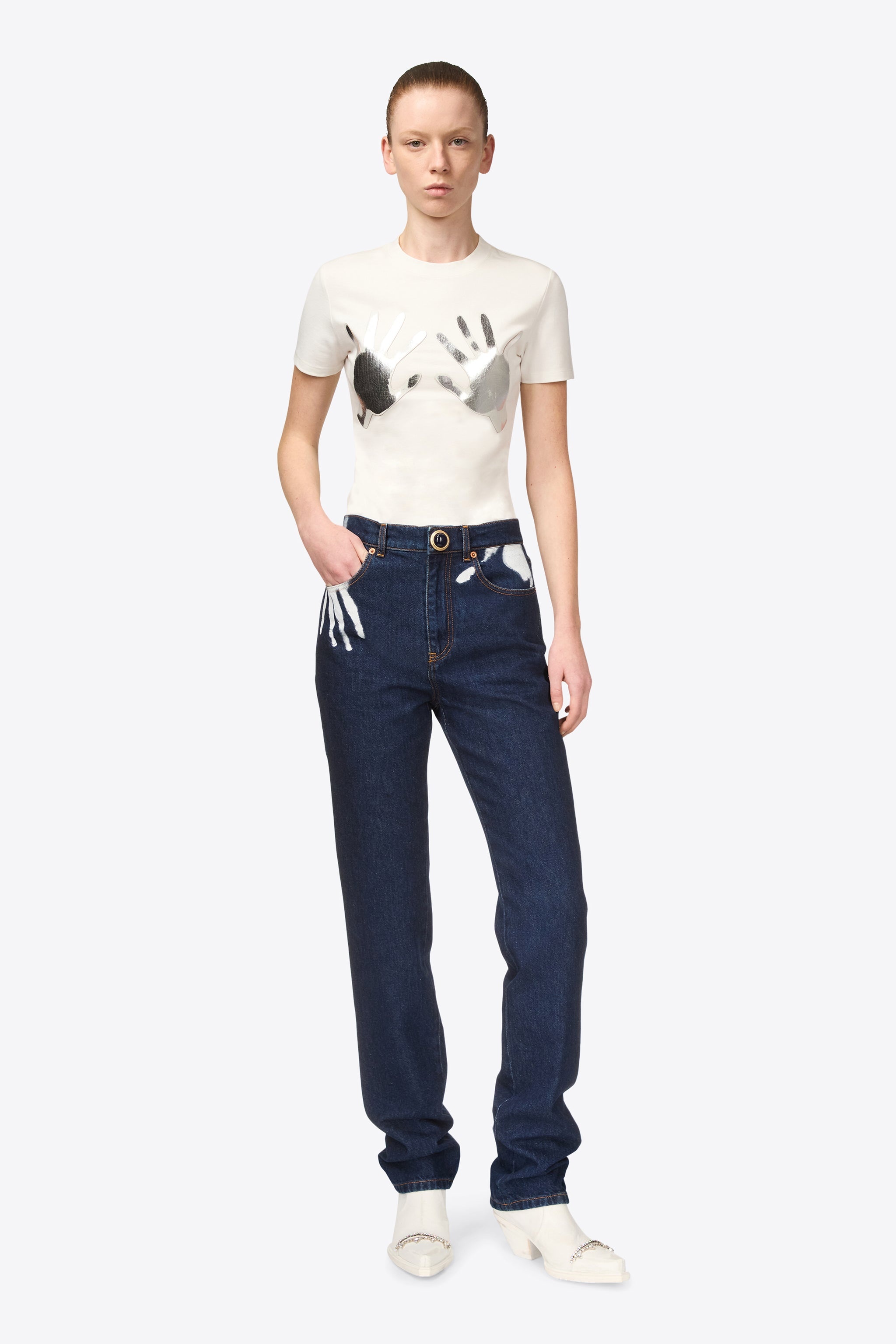 HANDPRINT STRAIGHT LEG JEAN - 4