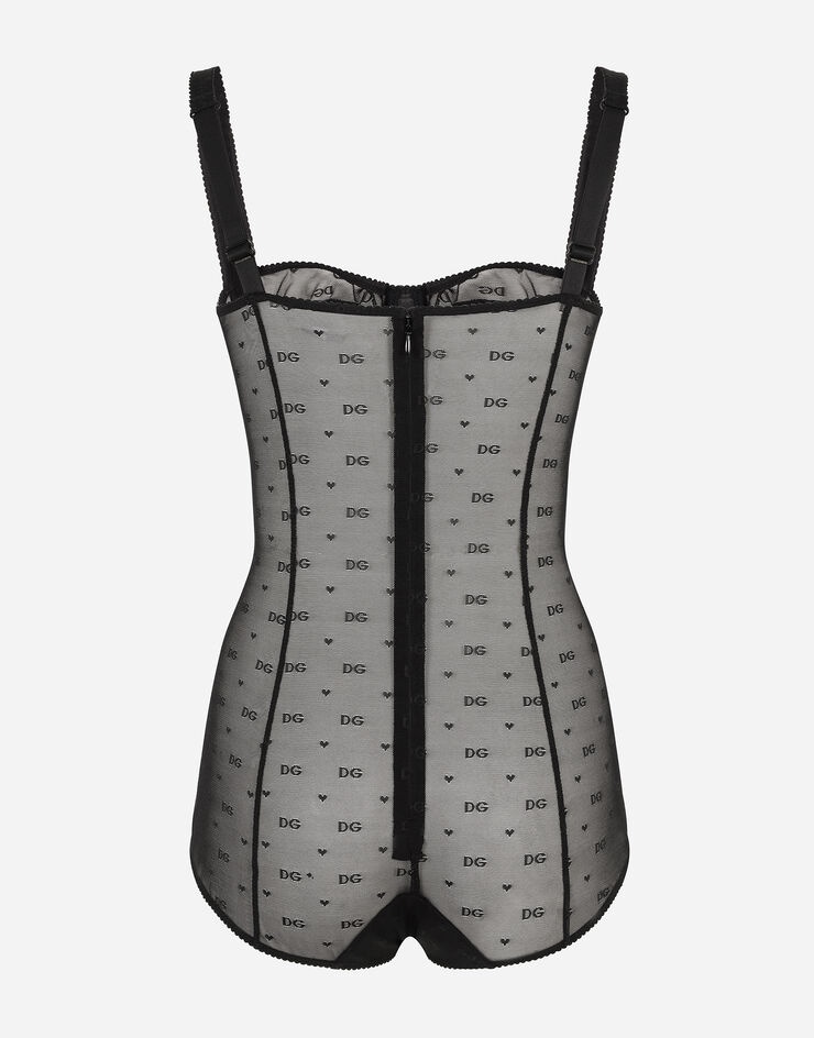 Jacquard tulle balconette-bra bodysuit - 2