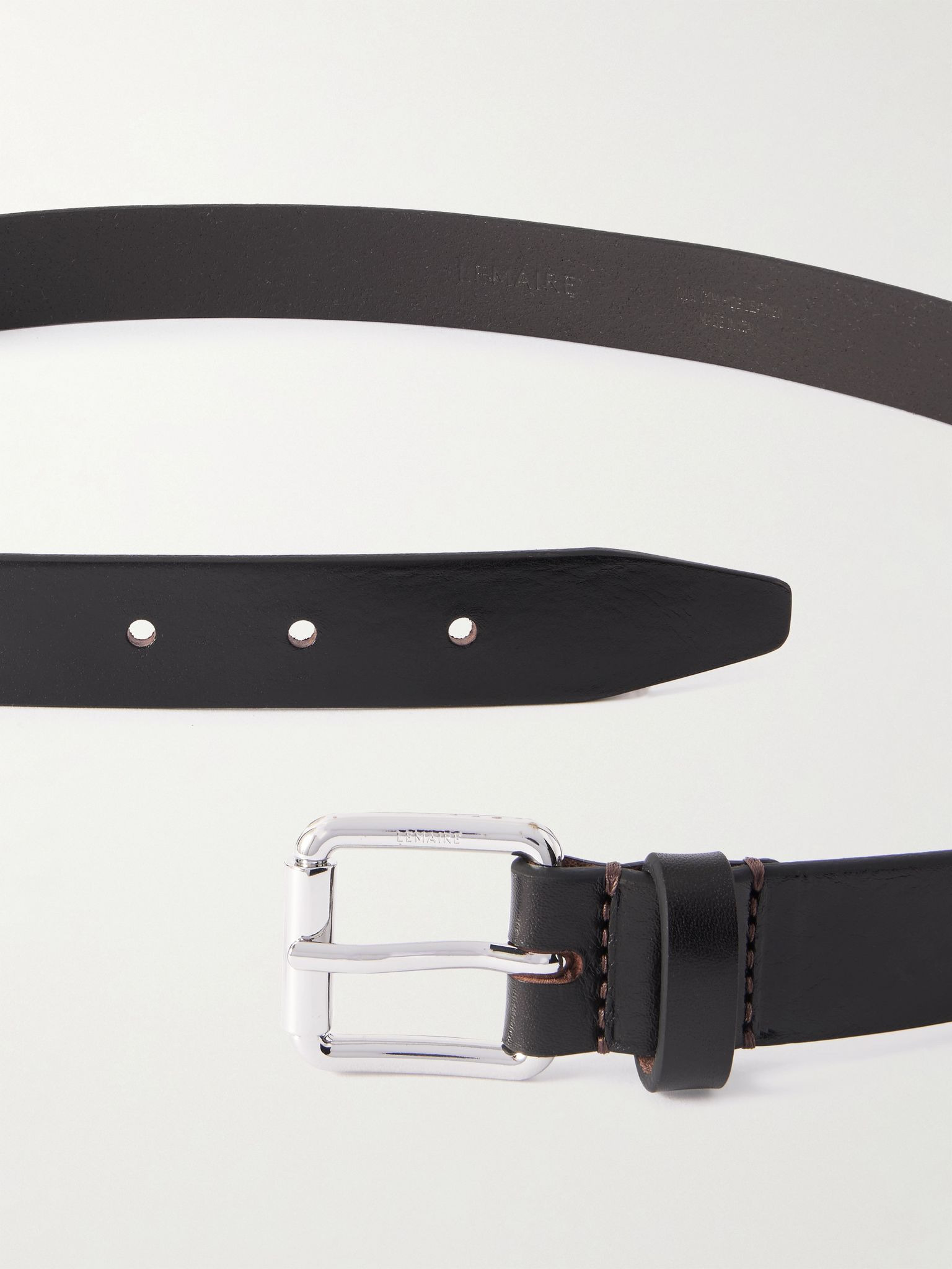 Rail 2.5cm Debossed Leather Belt Dark brown - 2