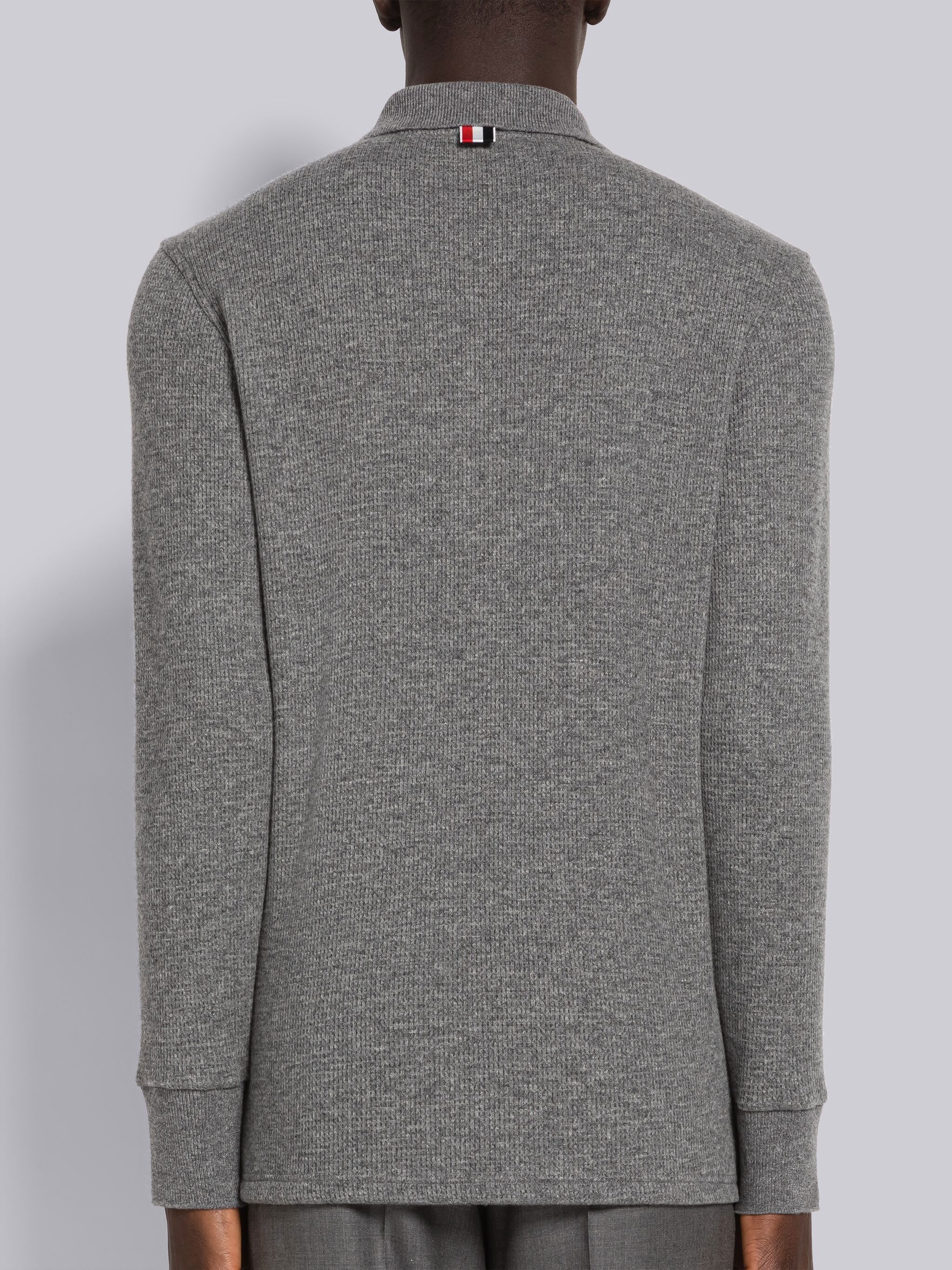 Cashmere Waffle Long Sleeve Polo - 3