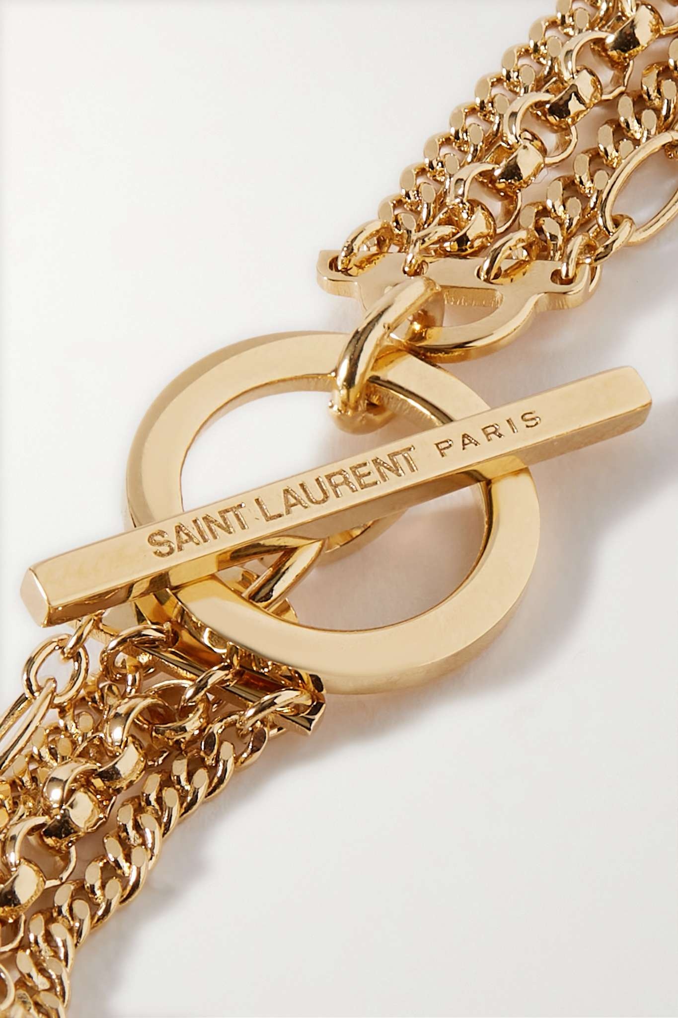 SAINT LAURENT Cassandre gold-tone crystal bracelet