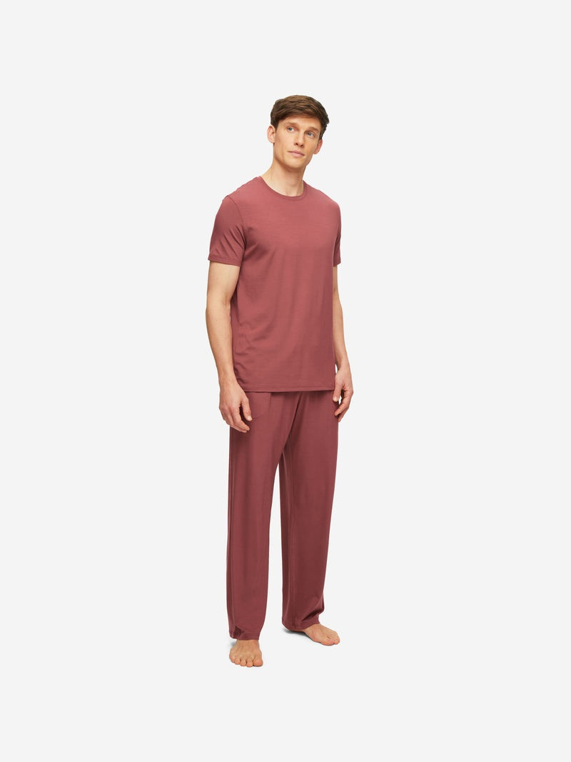 Derek Rose Men's T-Shirt Basel Micro Modal Stretch Brown outlook
