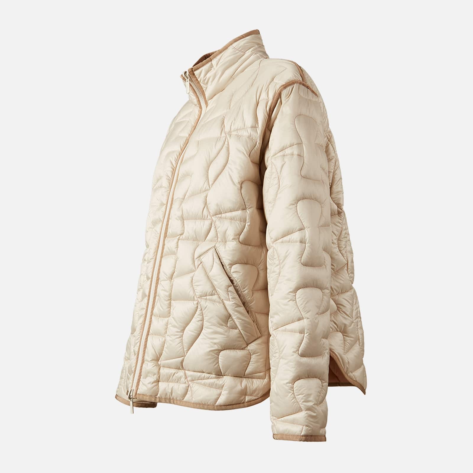 Quilted Bomber Jacket Beige - 4