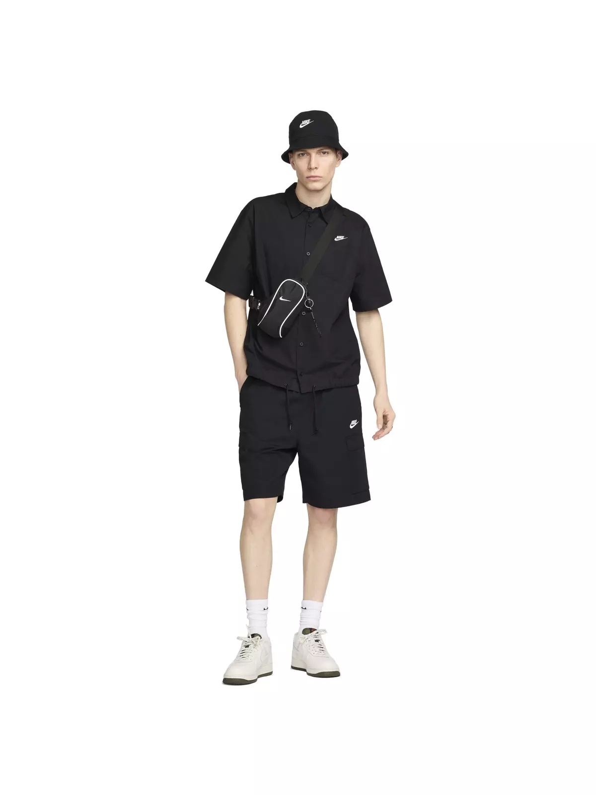 Men's Club Short-Sleeve Oxford Button-Up Shirt - Black - 6