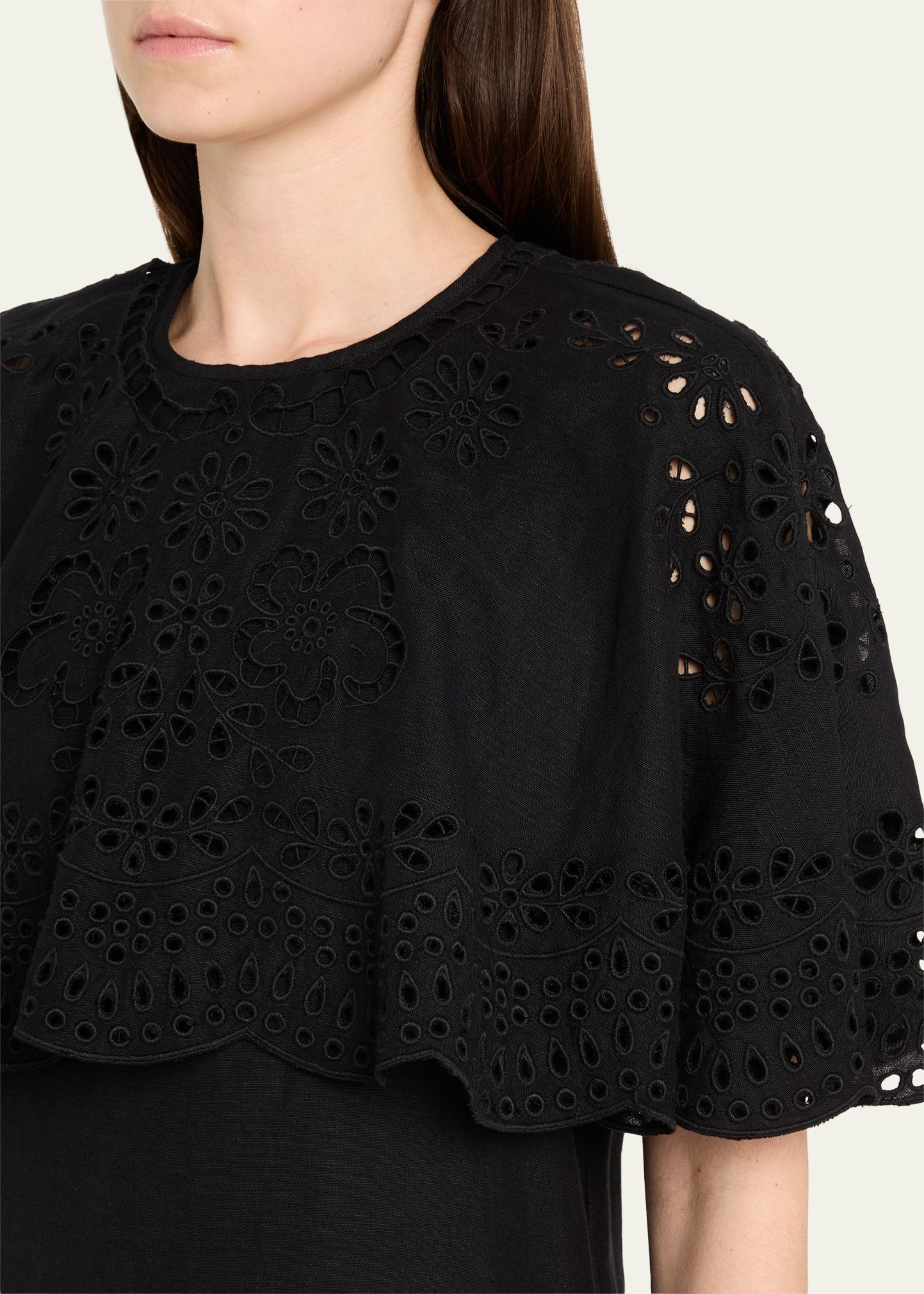 Lula Embroidered Cape-Sleeve Mini Dress - 5