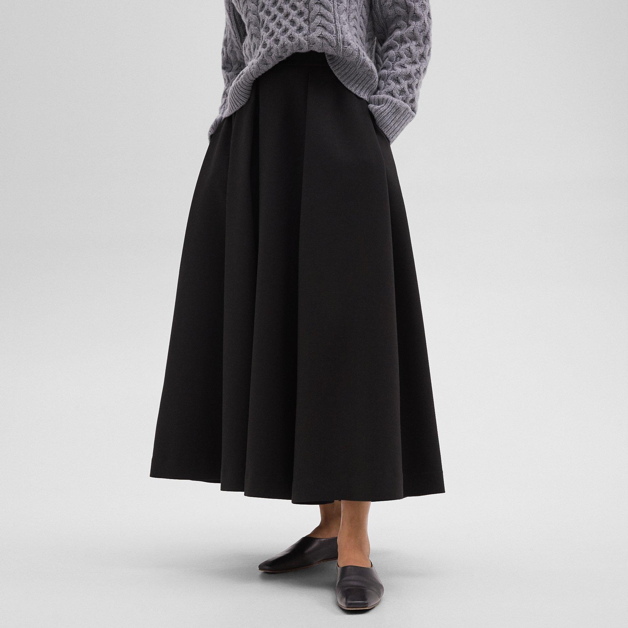 Pleated Midi Skirt in Double Weave - 5