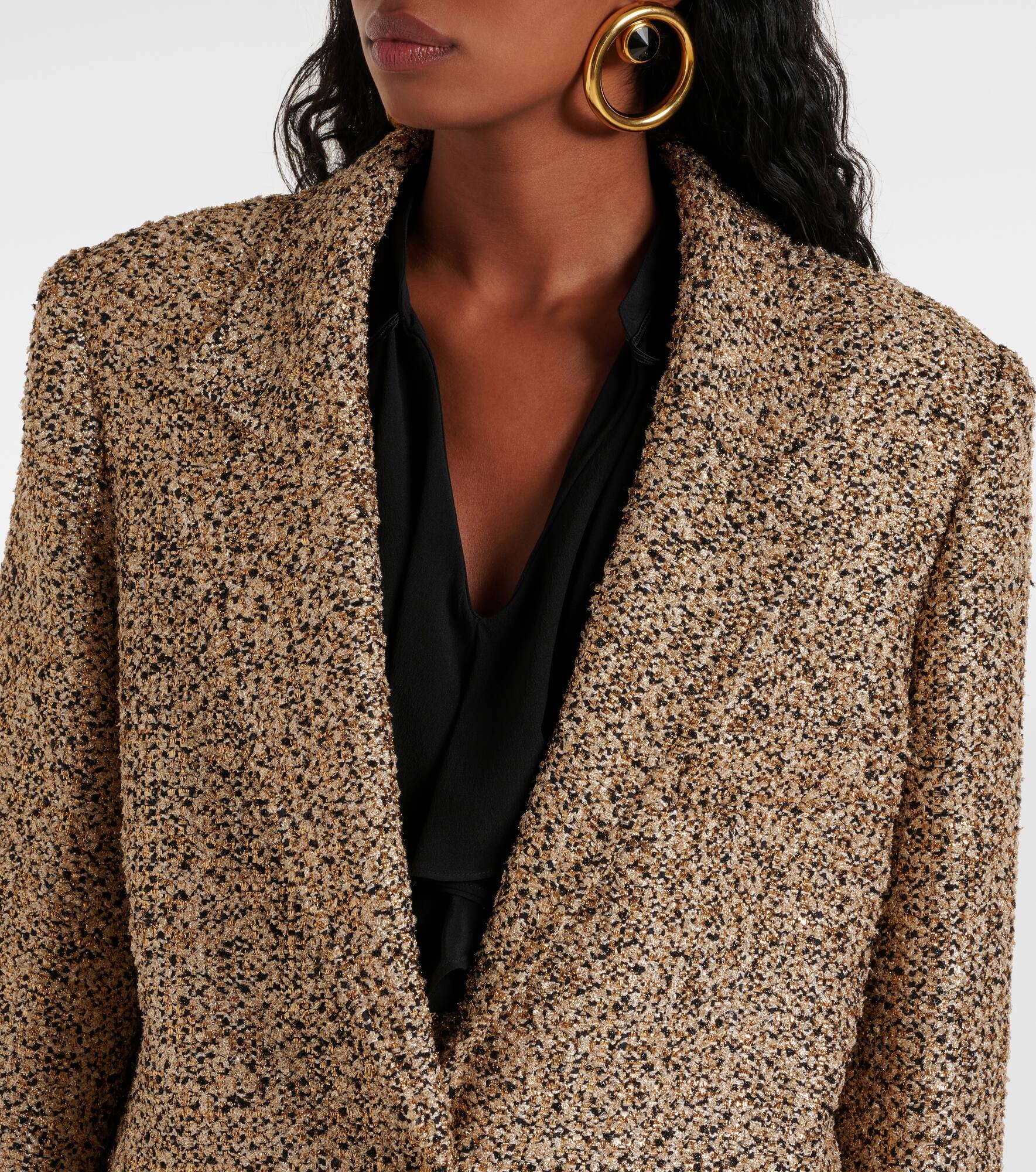 Oversized tweed lamé blazer - 5
