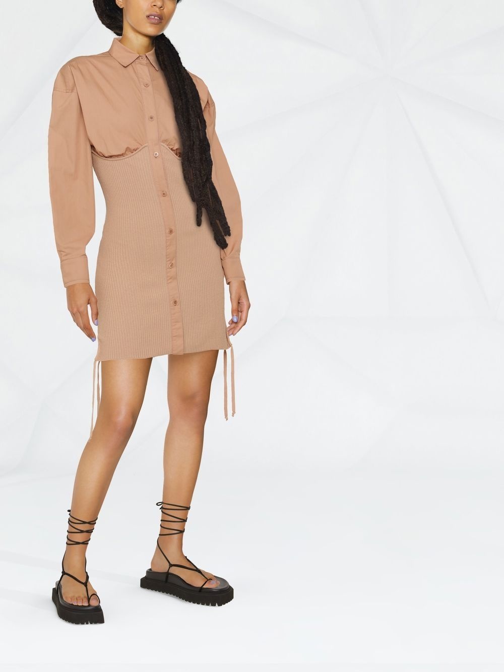 ribbed mini shirt dress - 2