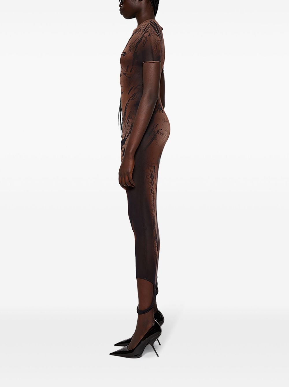printed mesh dress - 4