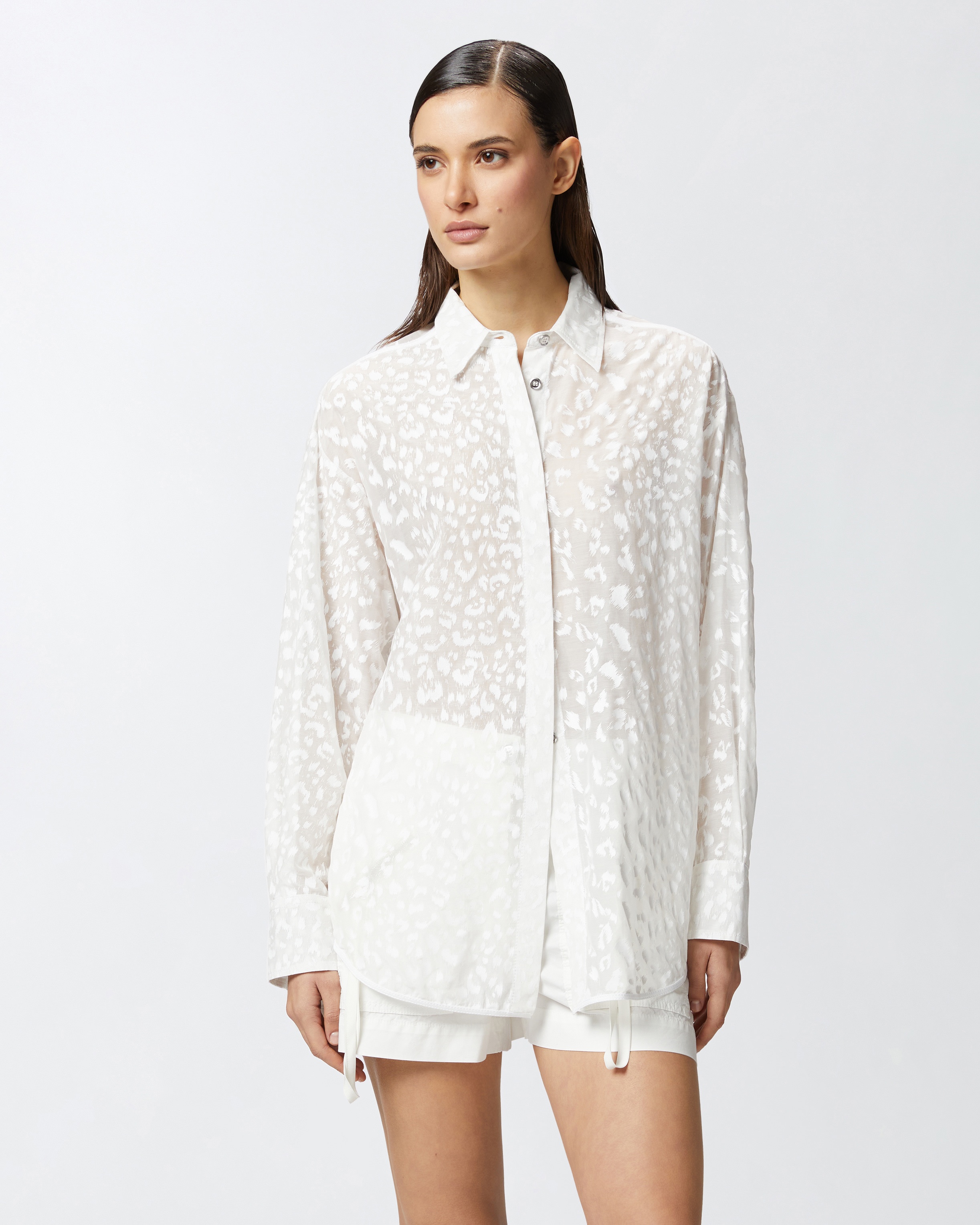 PRINTED TRANSPARENT SILK-BLEND VOILE SHIRT - 2
