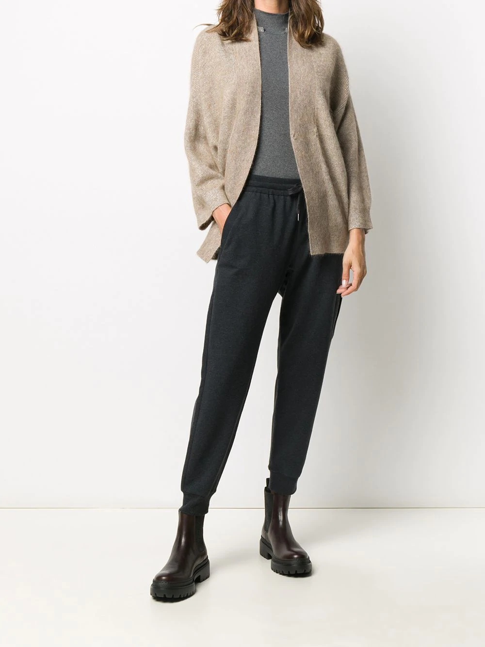 oversized metallic thread detail cardigan - 2