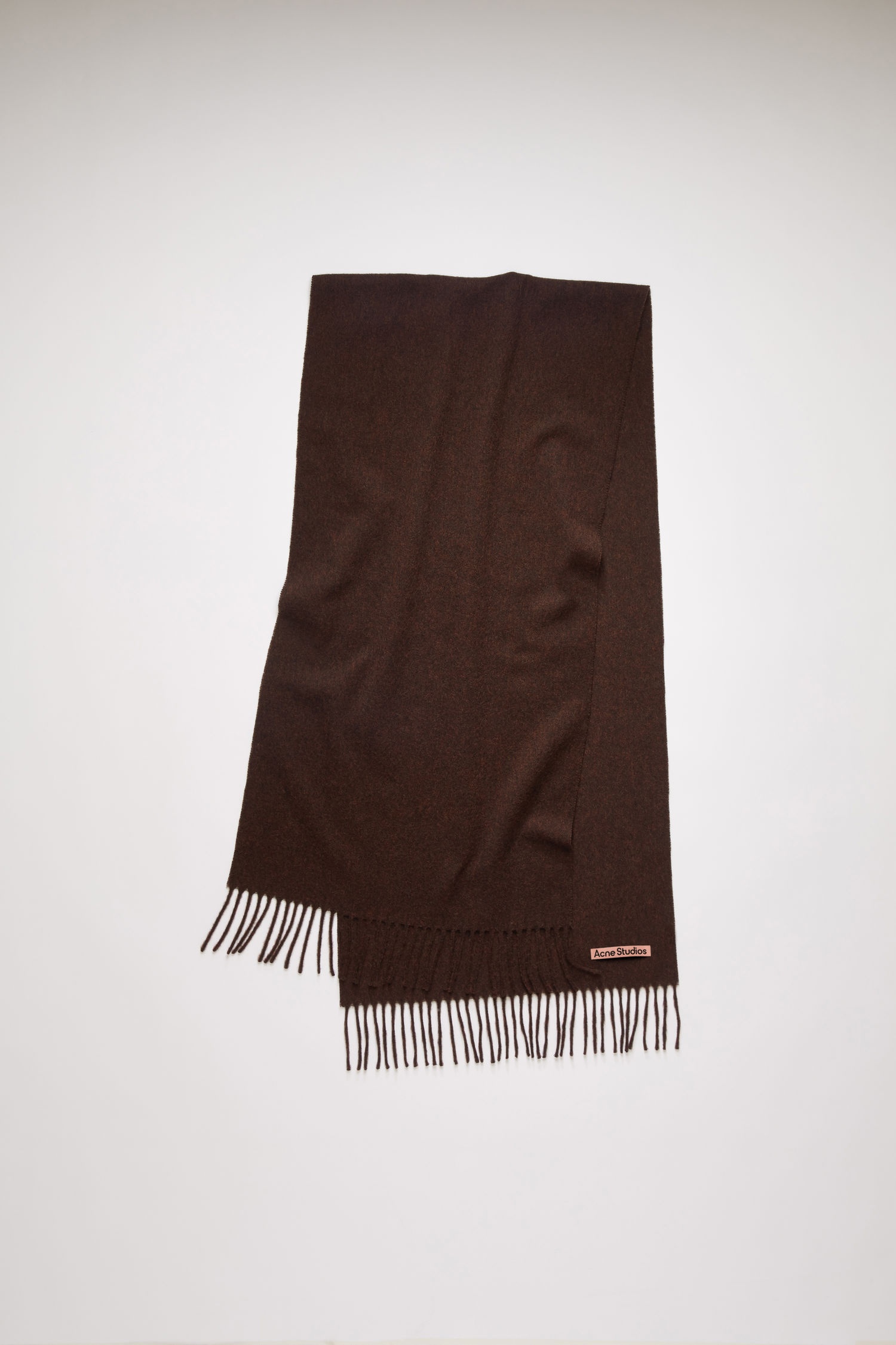 Narrow wool scarf brown melange - 1