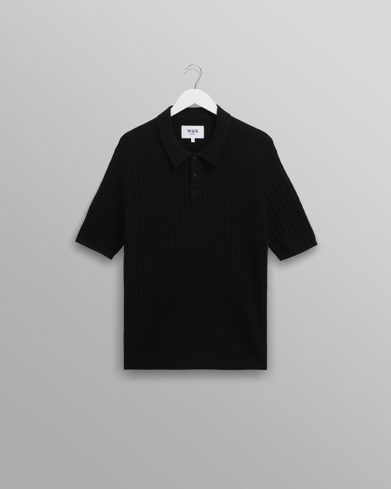 Naples - Black Diamond Stripe Knitted Polo 1