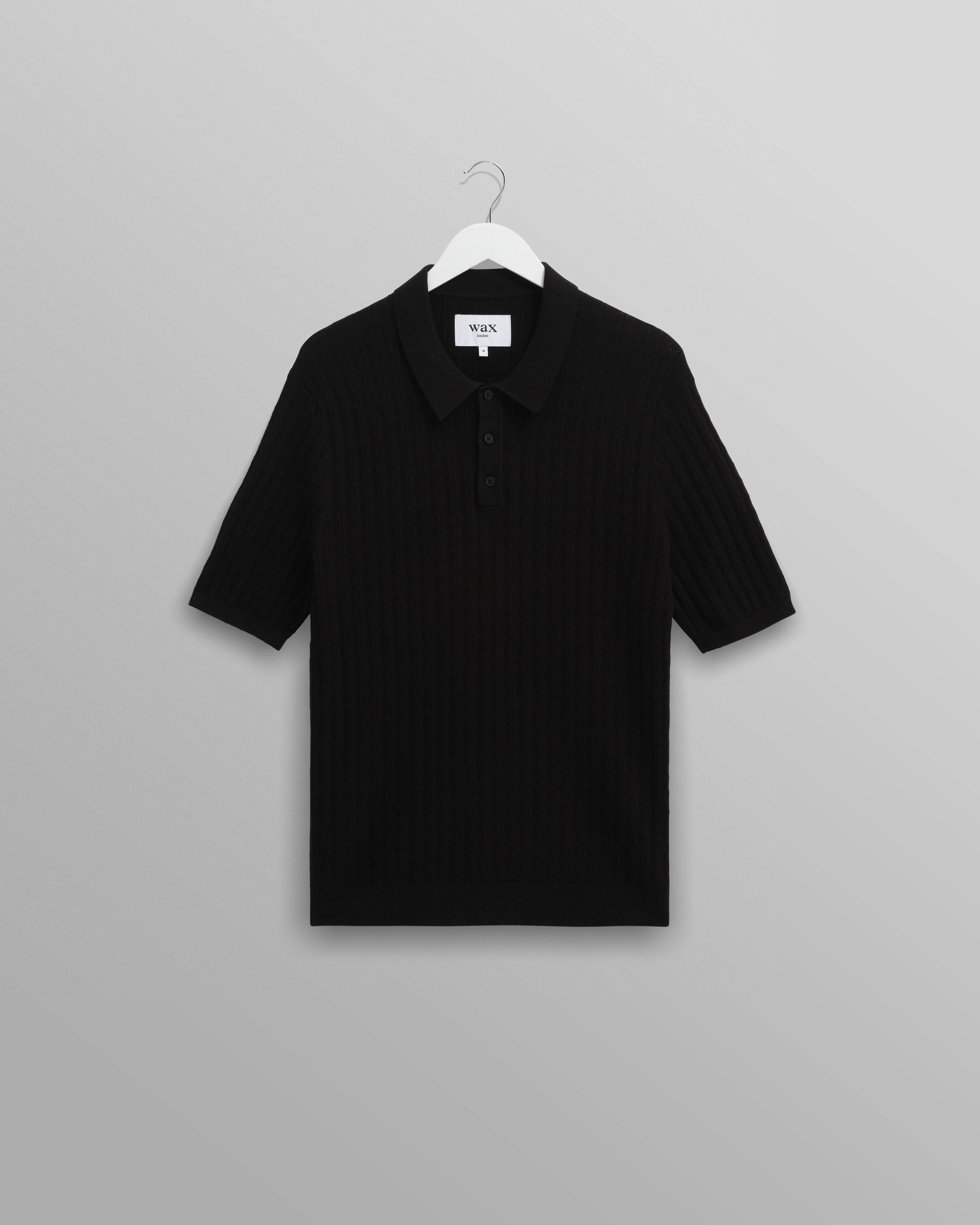 Naples - Black Diamond Stripe Knitted Polo - 1