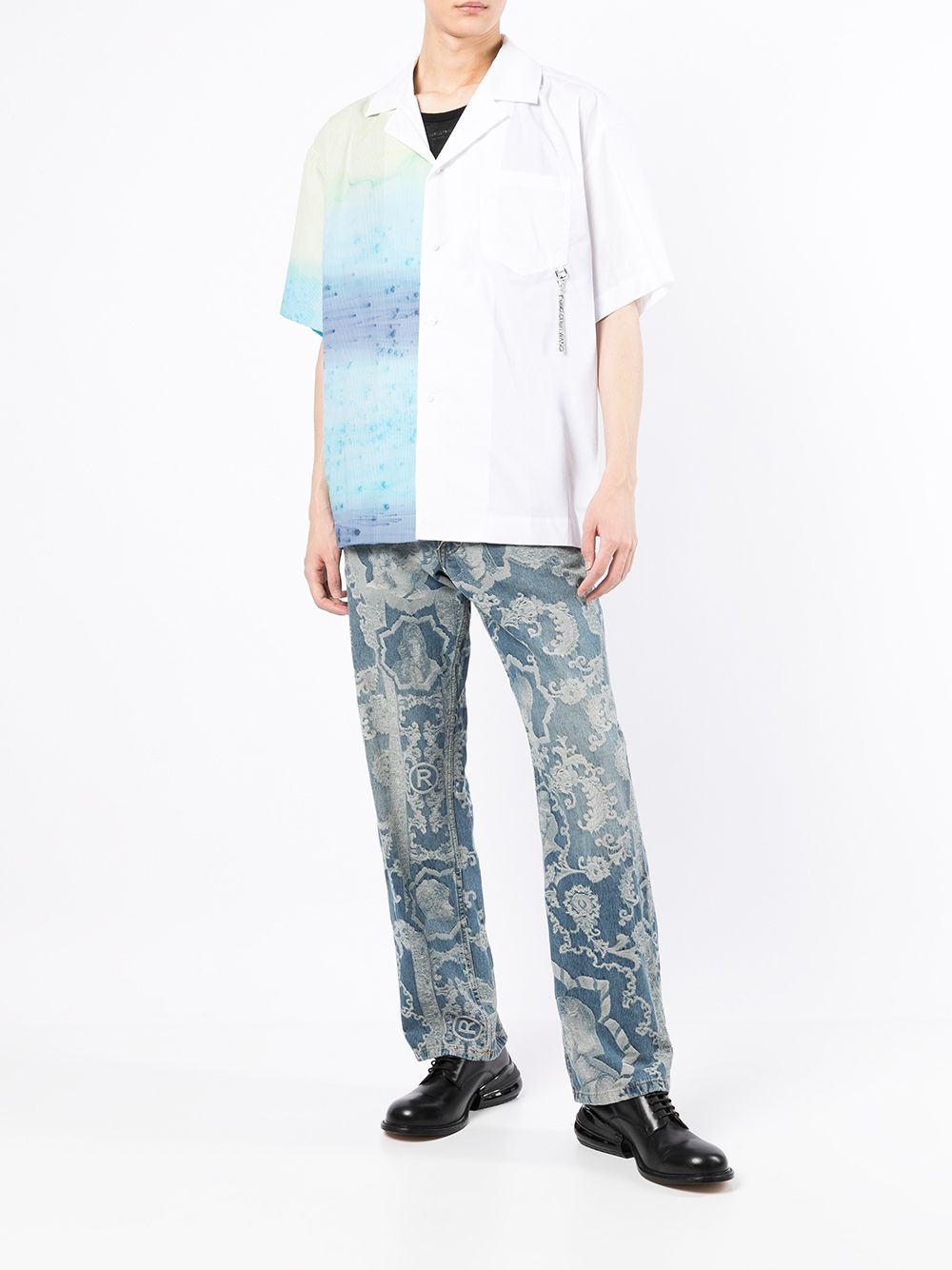 asymmetric-print short-sleeve shirt - 2