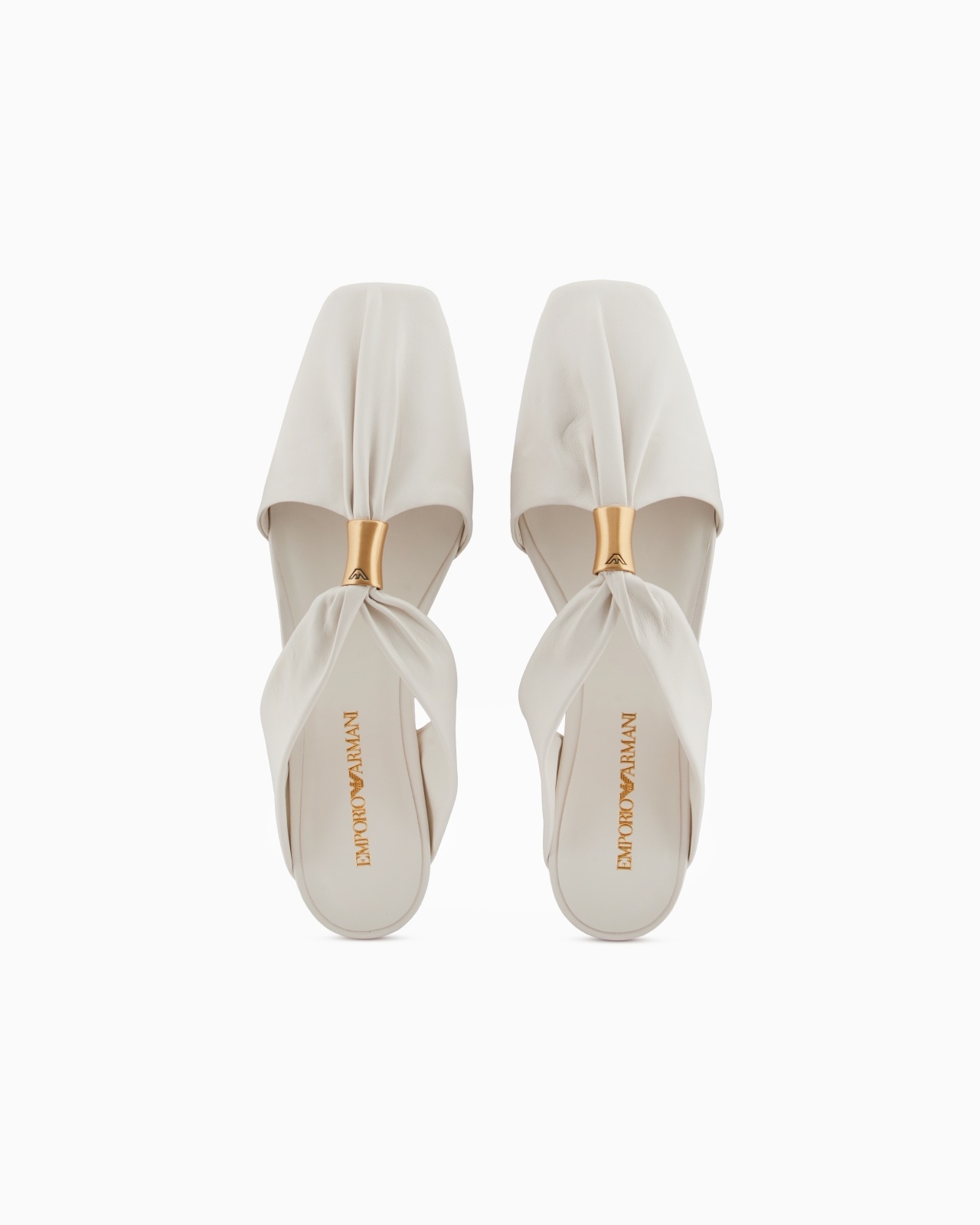 NAPPA-LEATHER MULES WITH METALLIC LOGO - 3