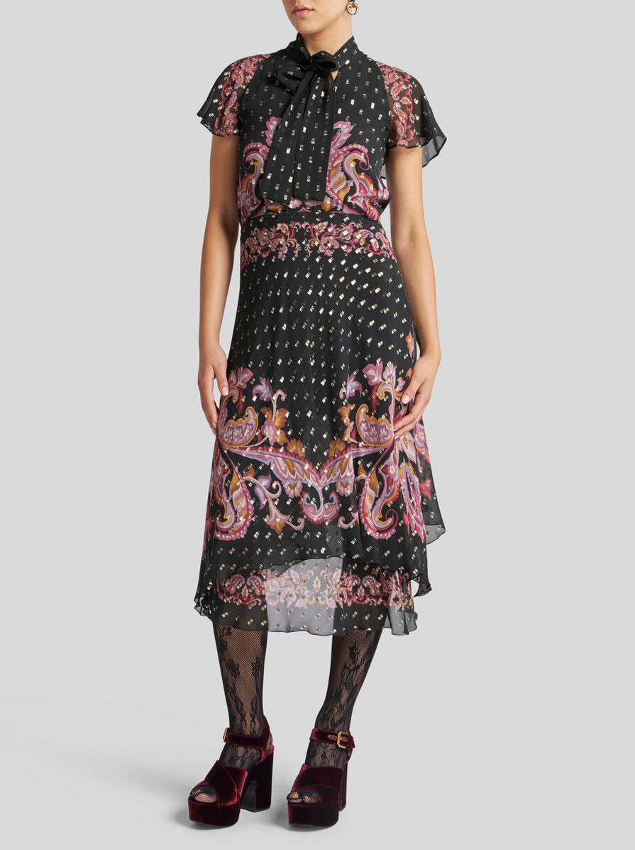 FIL COUPÉ SILK MIDI DRESS - 3