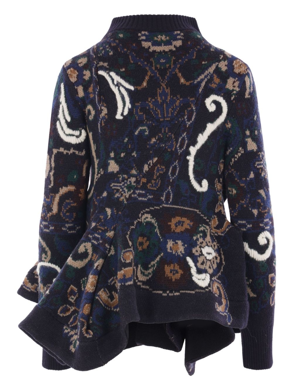 patterned ruffled wool sweater - 2
