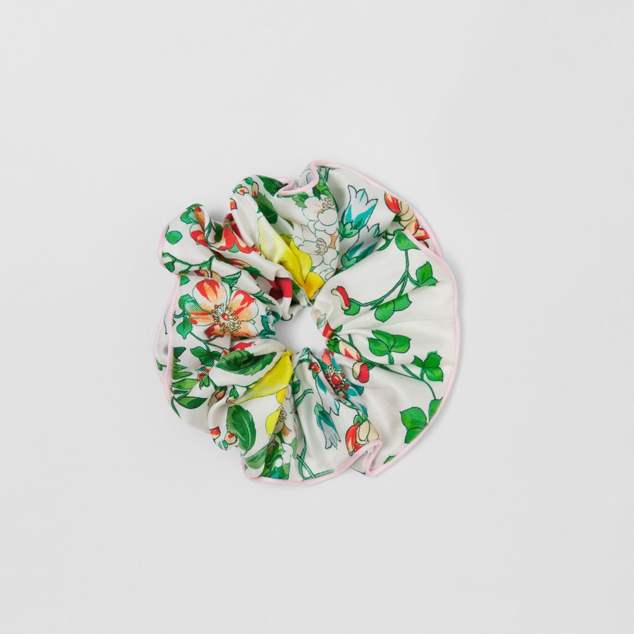 Floral Print Silk Twill Scrunchie - 1