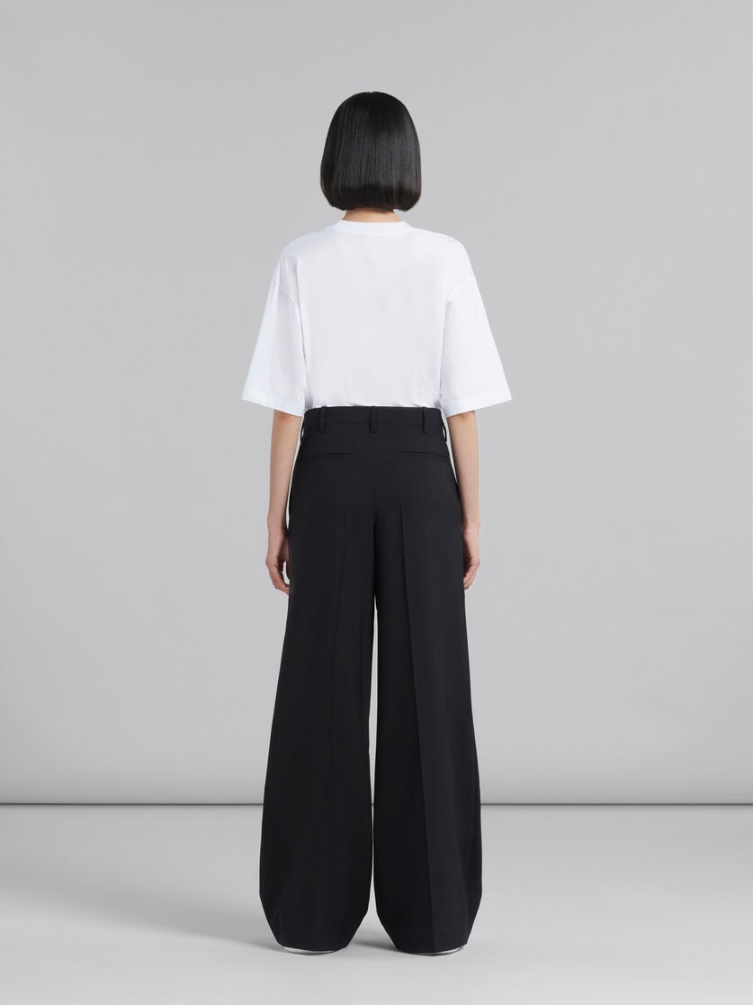 BLACK TROPICAL WOOL PALAZZO TROUSERS - 3