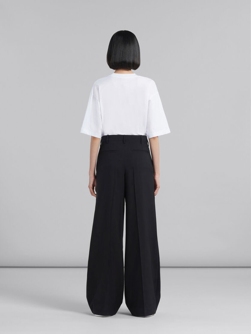 BLACK TROPICAL WOOL PALAZZO TROUSERS 3