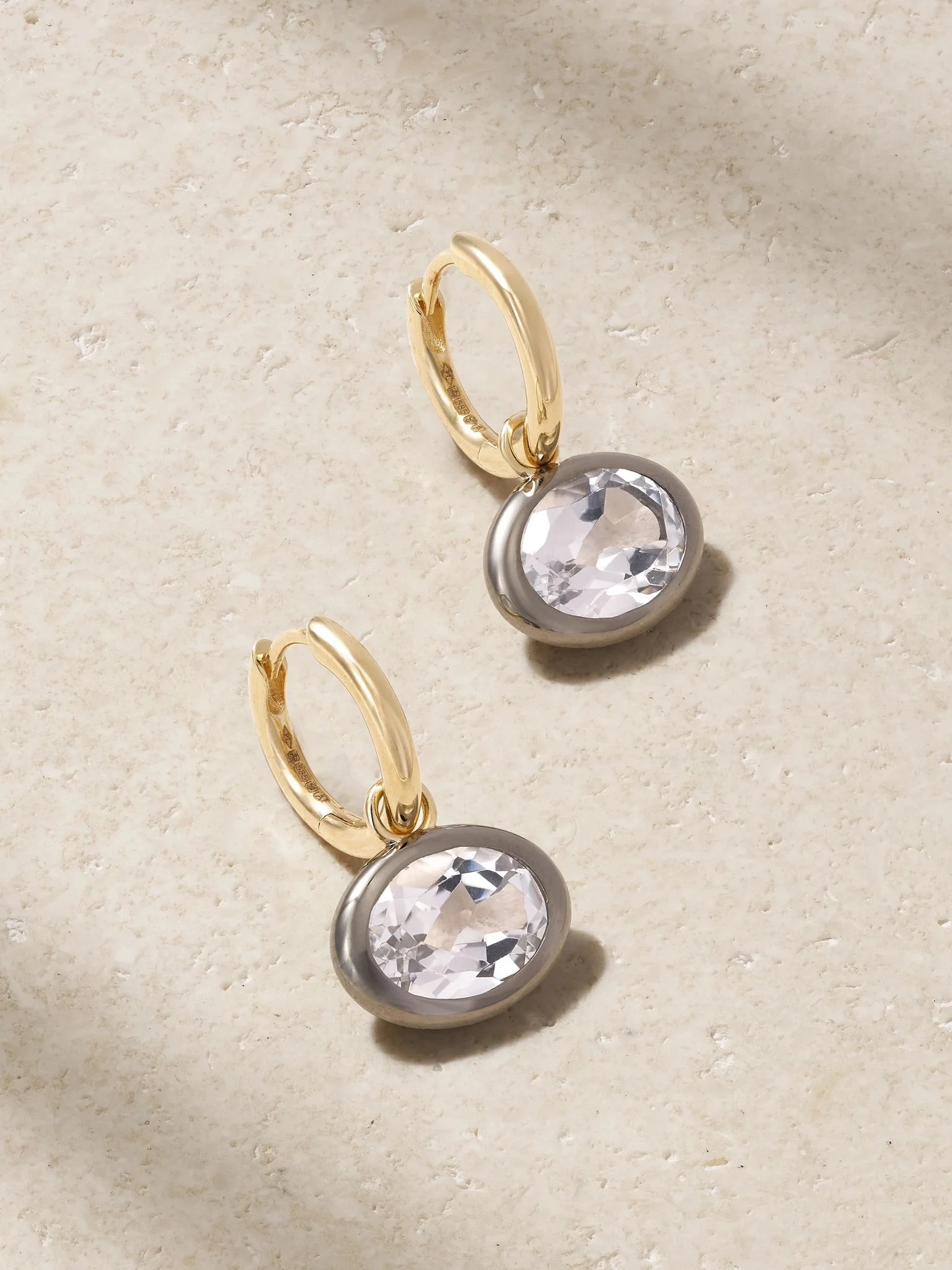 XL Orbit 14-karat recycled gold, rhodium and topaz hoop earrings Gold - 1