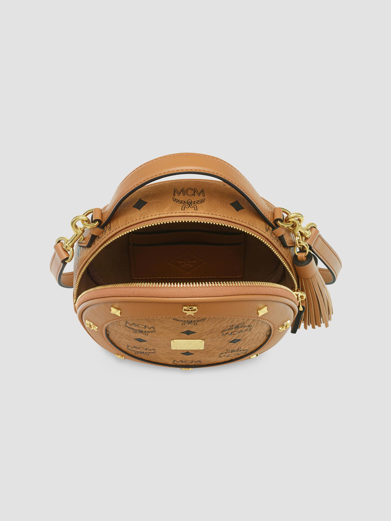 Women's Pina Faux Visetos Leather Crossbody Bag - Cognac 4