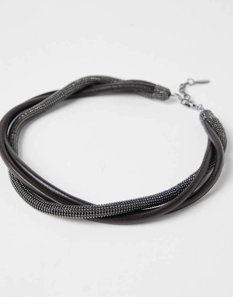 Brunello Cucinelli Precious leather choker outlook
