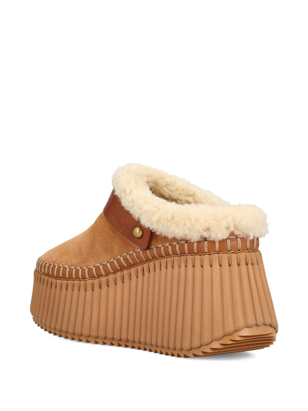 Nama wedge shearling buckle mules - 4