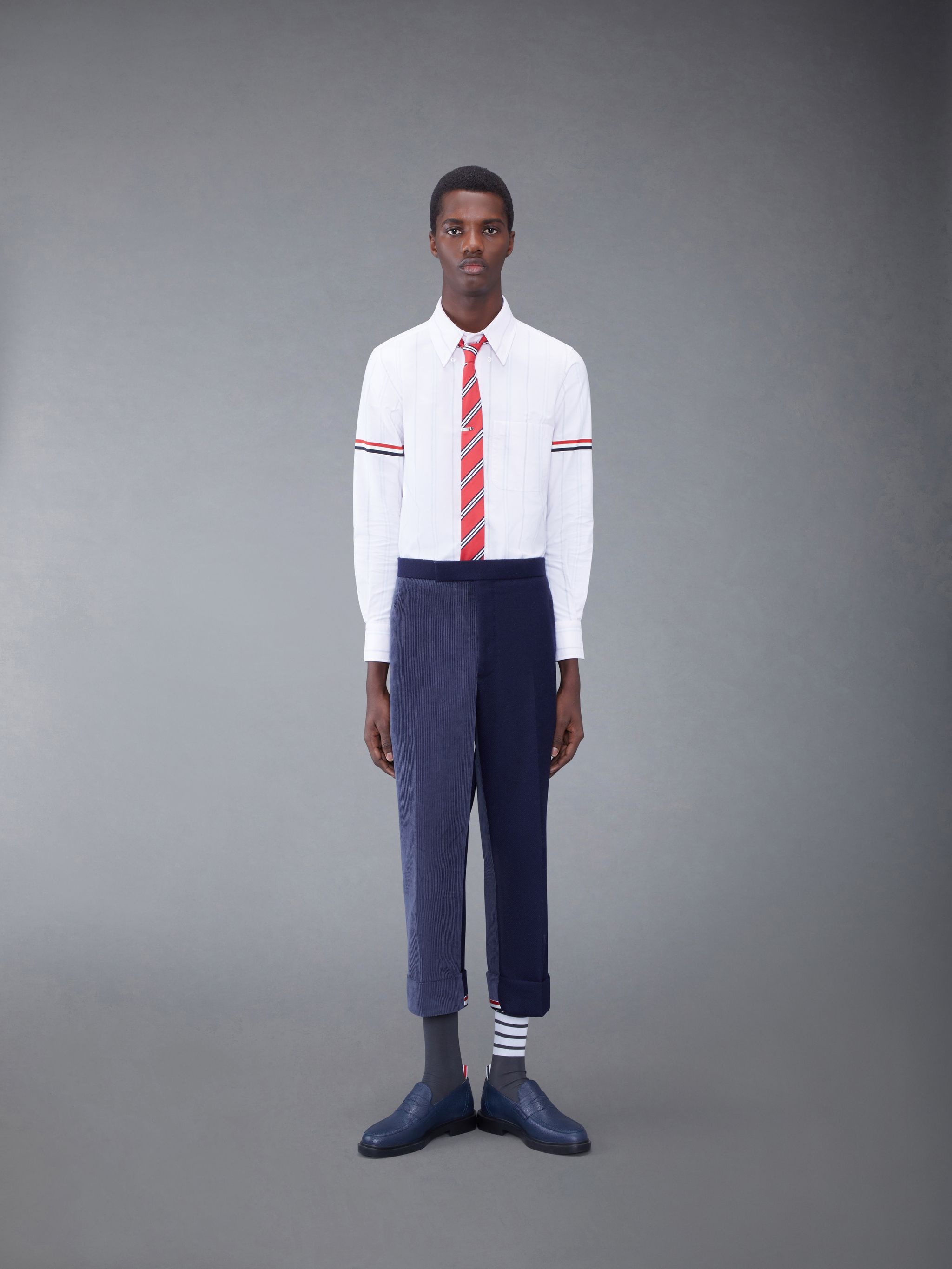 Stripe Oxford Armband Straight Fit Shirt - 4