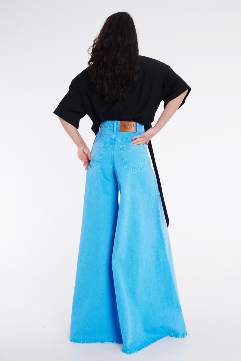 A.W.A.K.E. MODE SUPER WIDE LEG MIRROR JEANS BRIGHT BLUE outlook