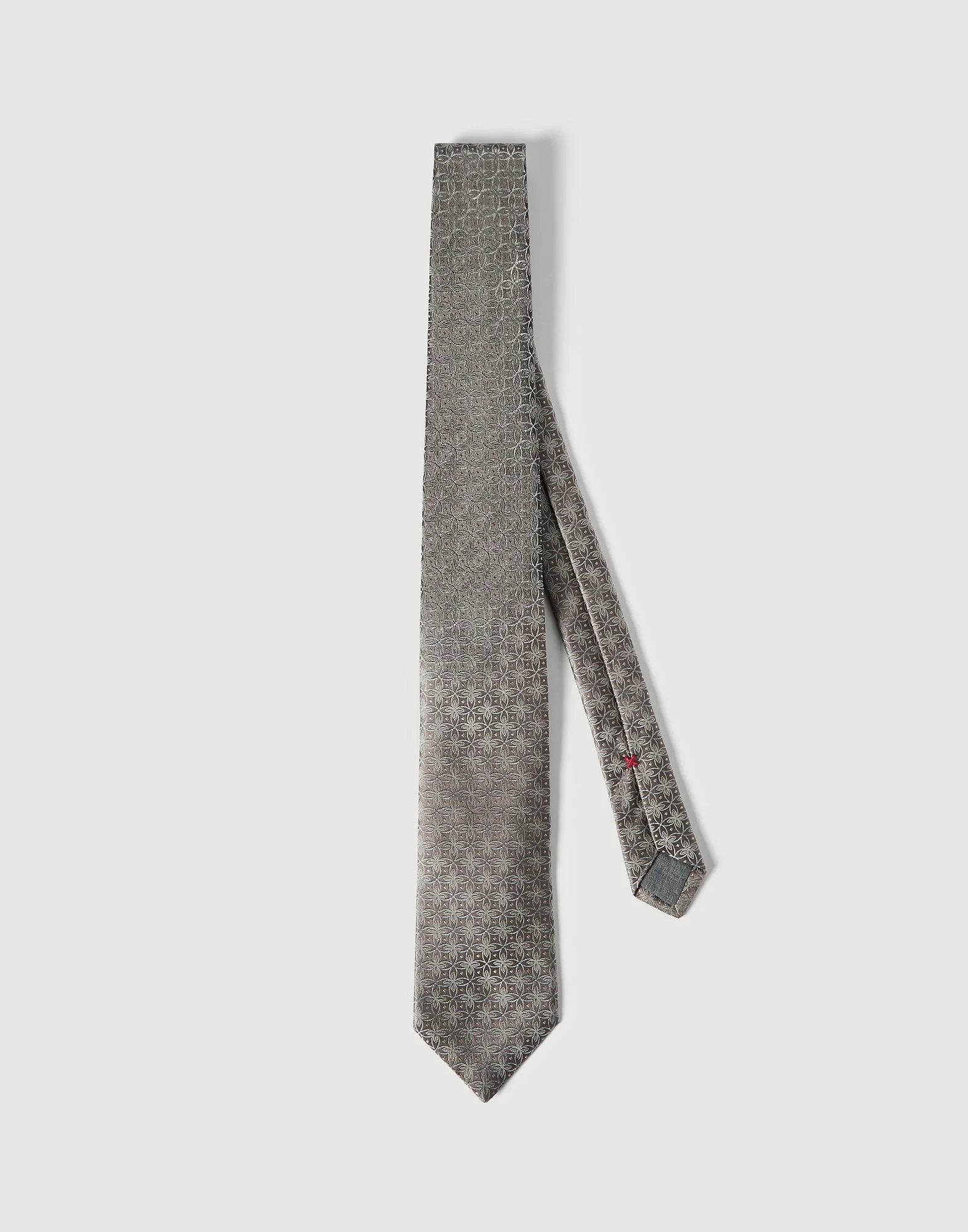 Silk tie with geometric floral pattern - 1
