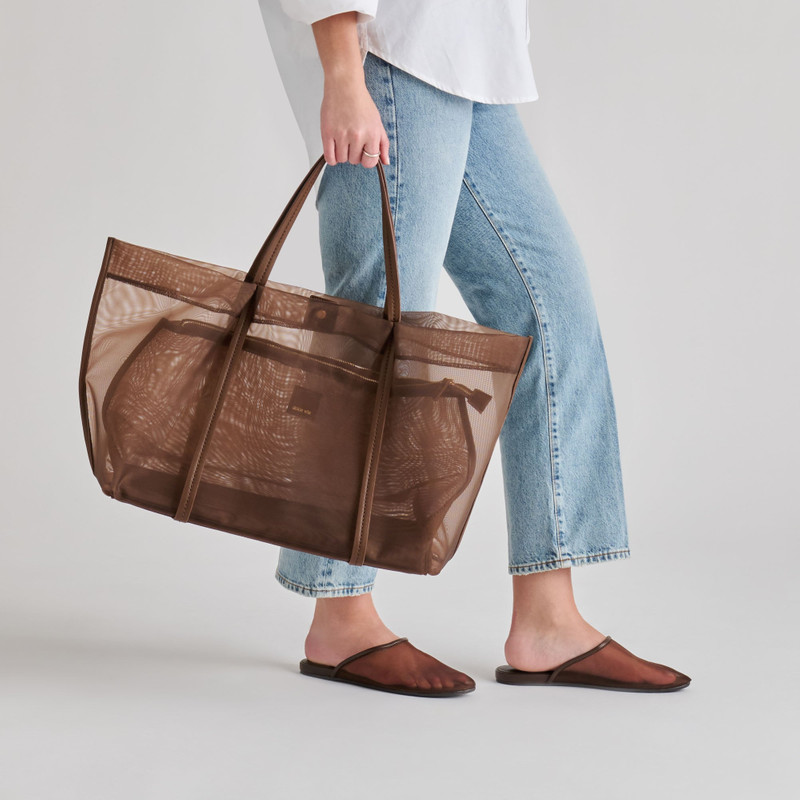 AISLIN TOTE CHOCOLATE MESH 3