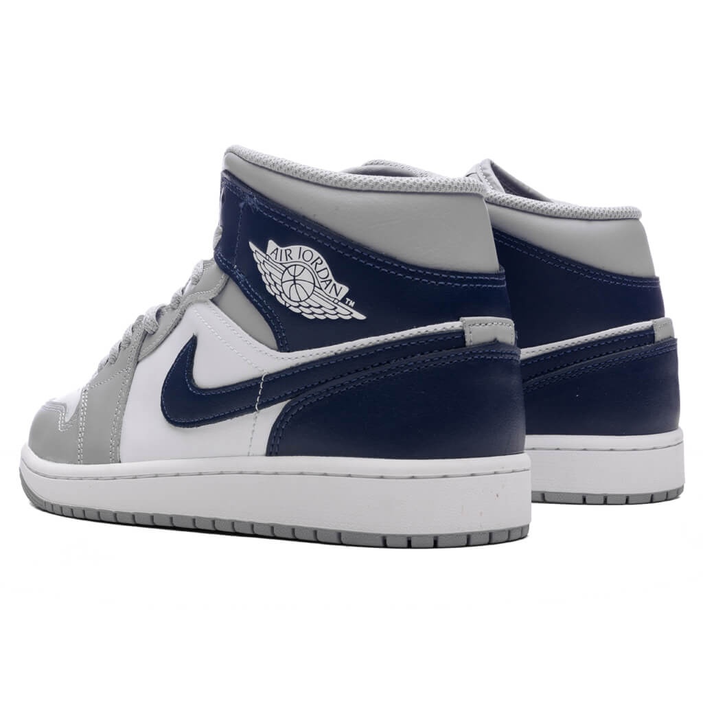 AIR JORDAN 1 MID - WHITE/MIDNIGHT NAVY/WOLF GREY - 3