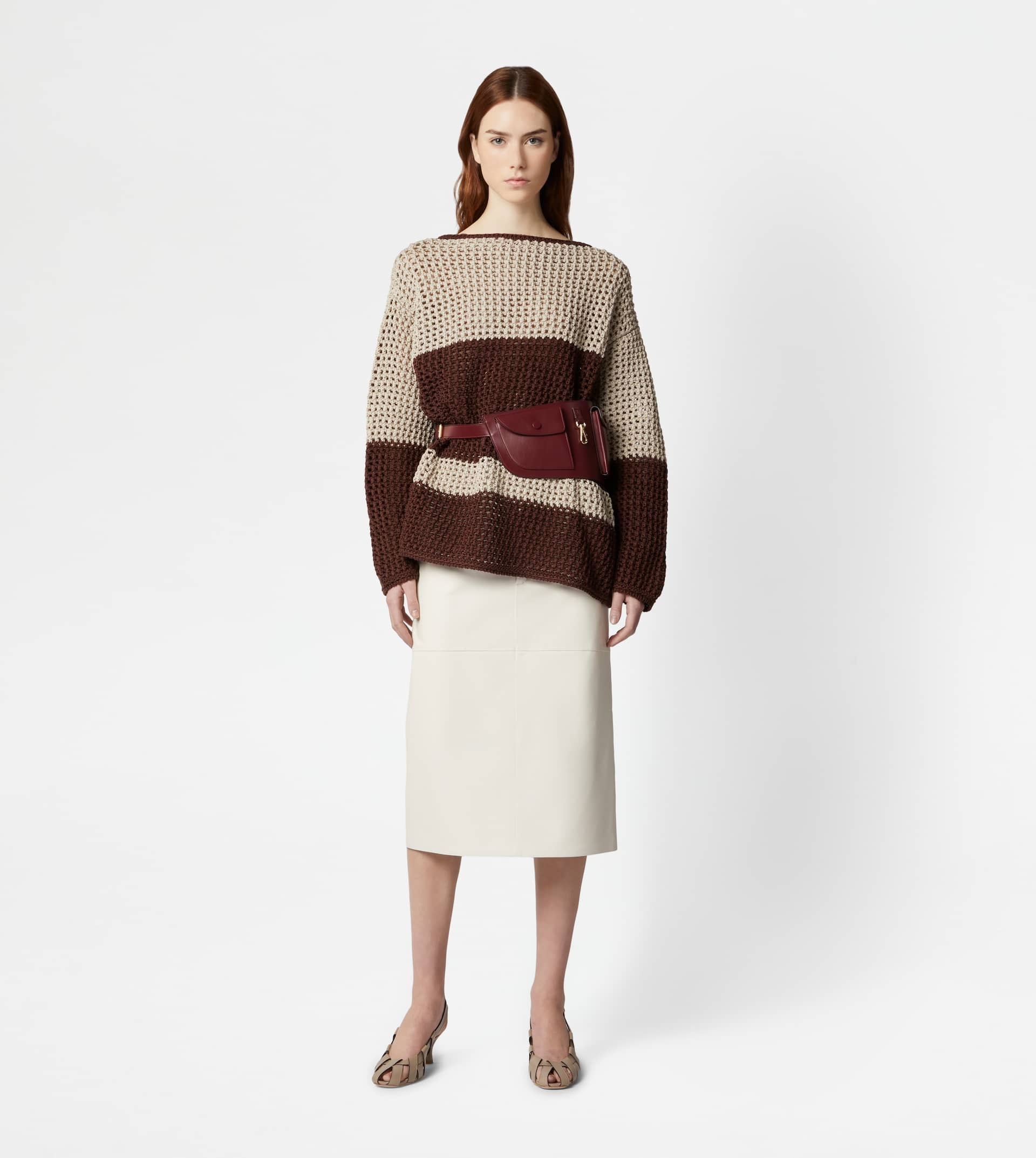 PULLOVER IN COTTON - BEIGE, BROWN - 2