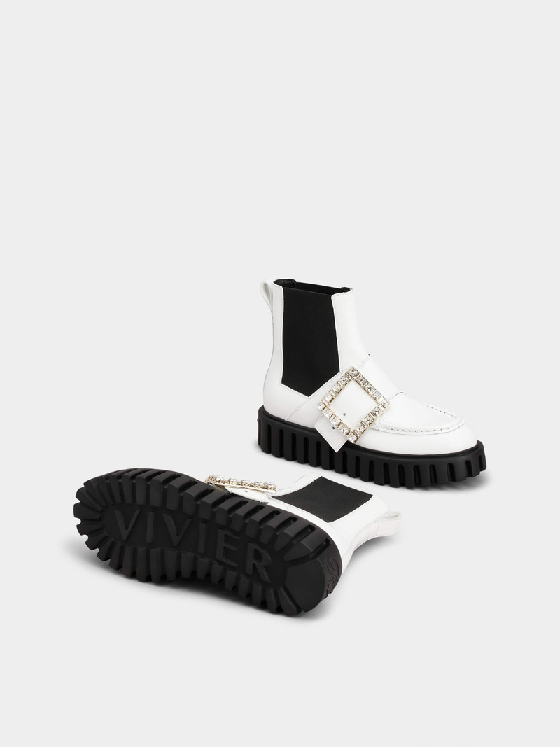 Viv' Go-Thick Strass Buckle Chealsea Ankle Boots in Patent Leather 6