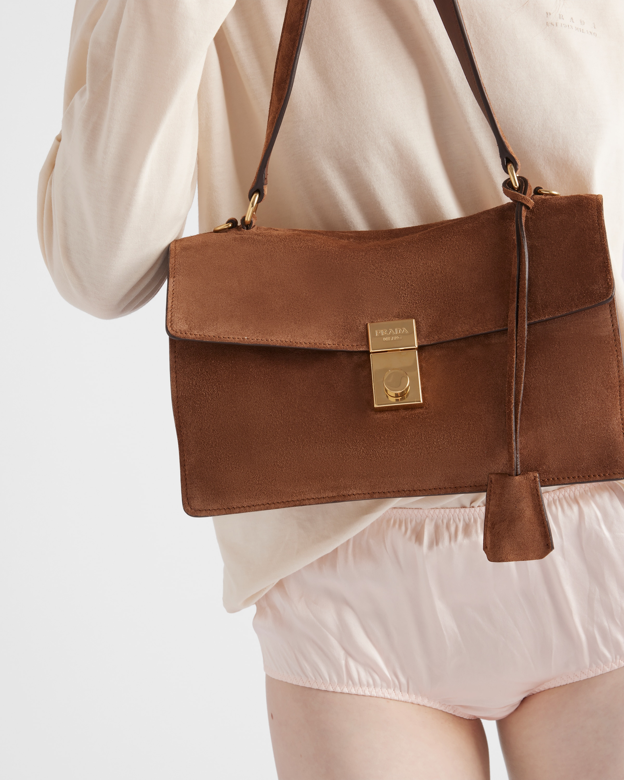 Medium suede shoulder bag - 8