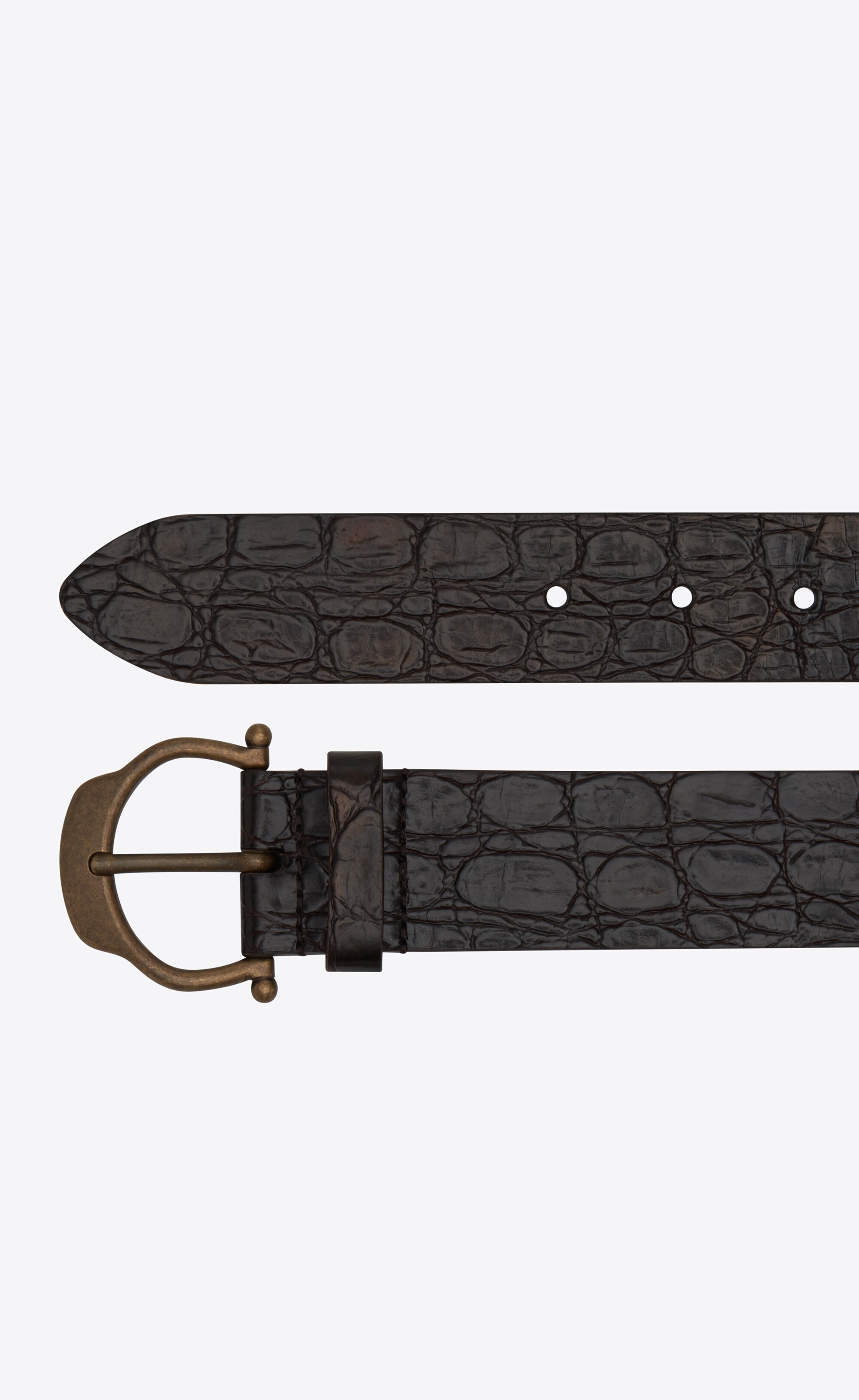 horseshoe buckle belt in crocodile-embossed leather - 3