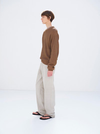 AURALEE FADED HARD TWIST BROWN DENIM WIDE PANTS - A26SP02BD#1000