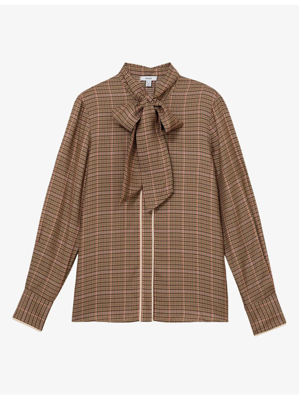 Minnie Check Tie-Neck Woven Blouse - 1