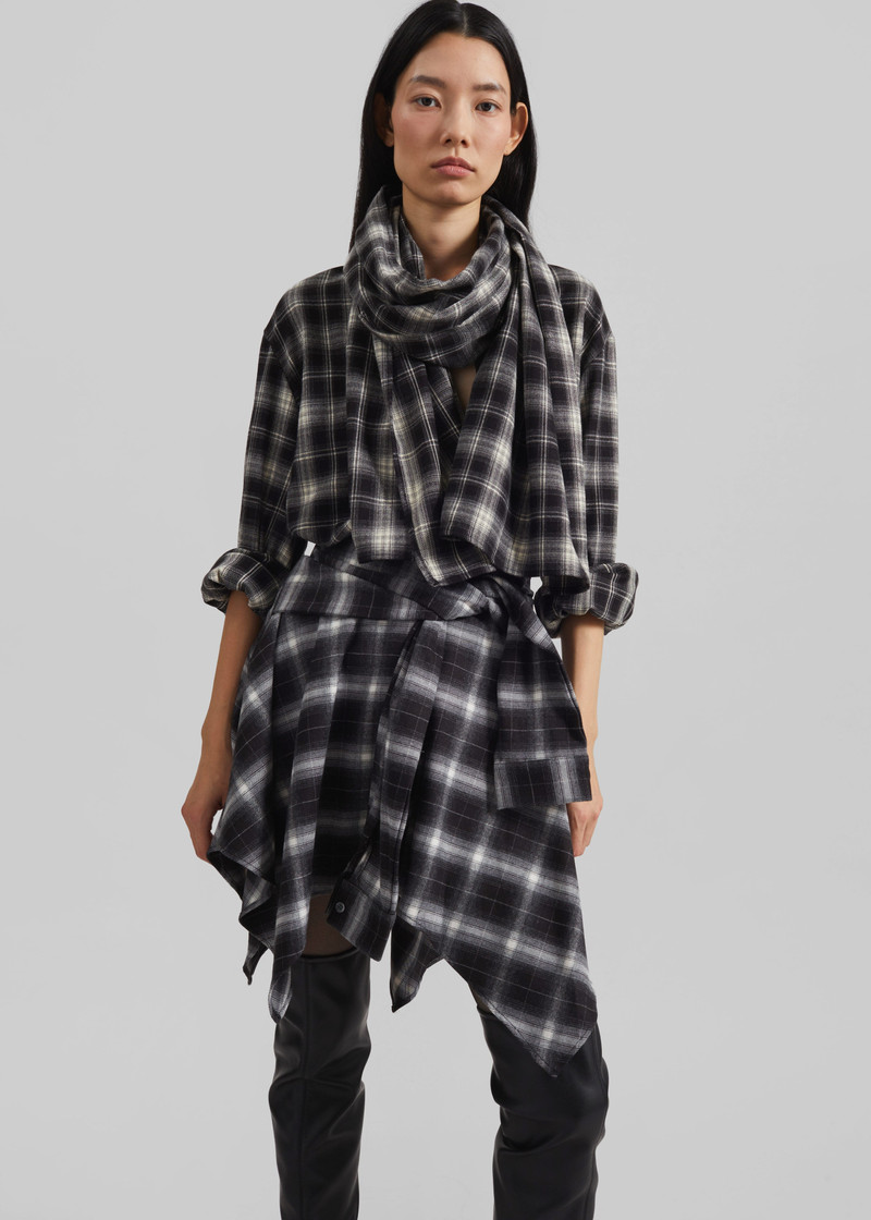 Rue Scarf Shirt - Black Plaid 3