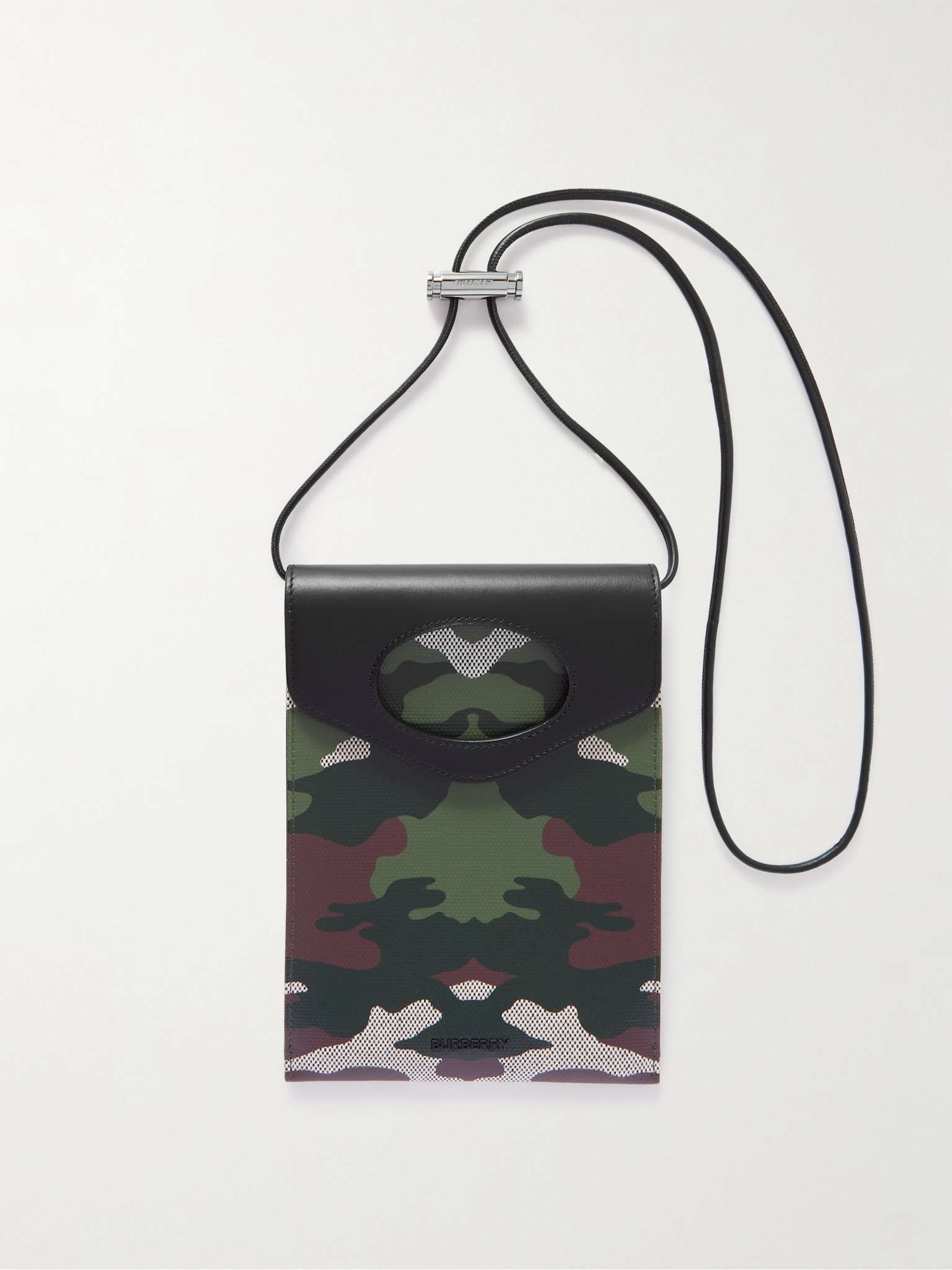 Camouflage-Print E-Canvas and Leather Pouch with Lanyard - 1