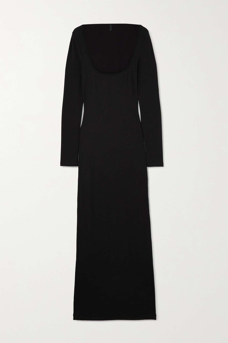 Soft Lounge ribbed stretch-modal maxi dress - Onyx - 1