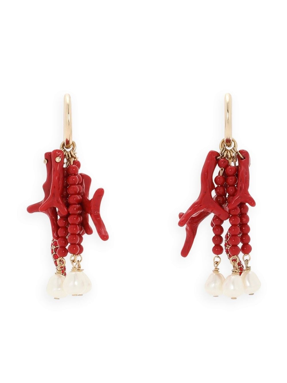 coral drop hoop earrings - 2