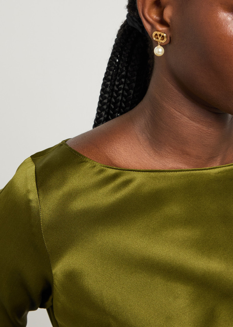 Valentino Valentino Garavani Ovalette Vlogo Swarovski Pearl-embellished Earrings outlook